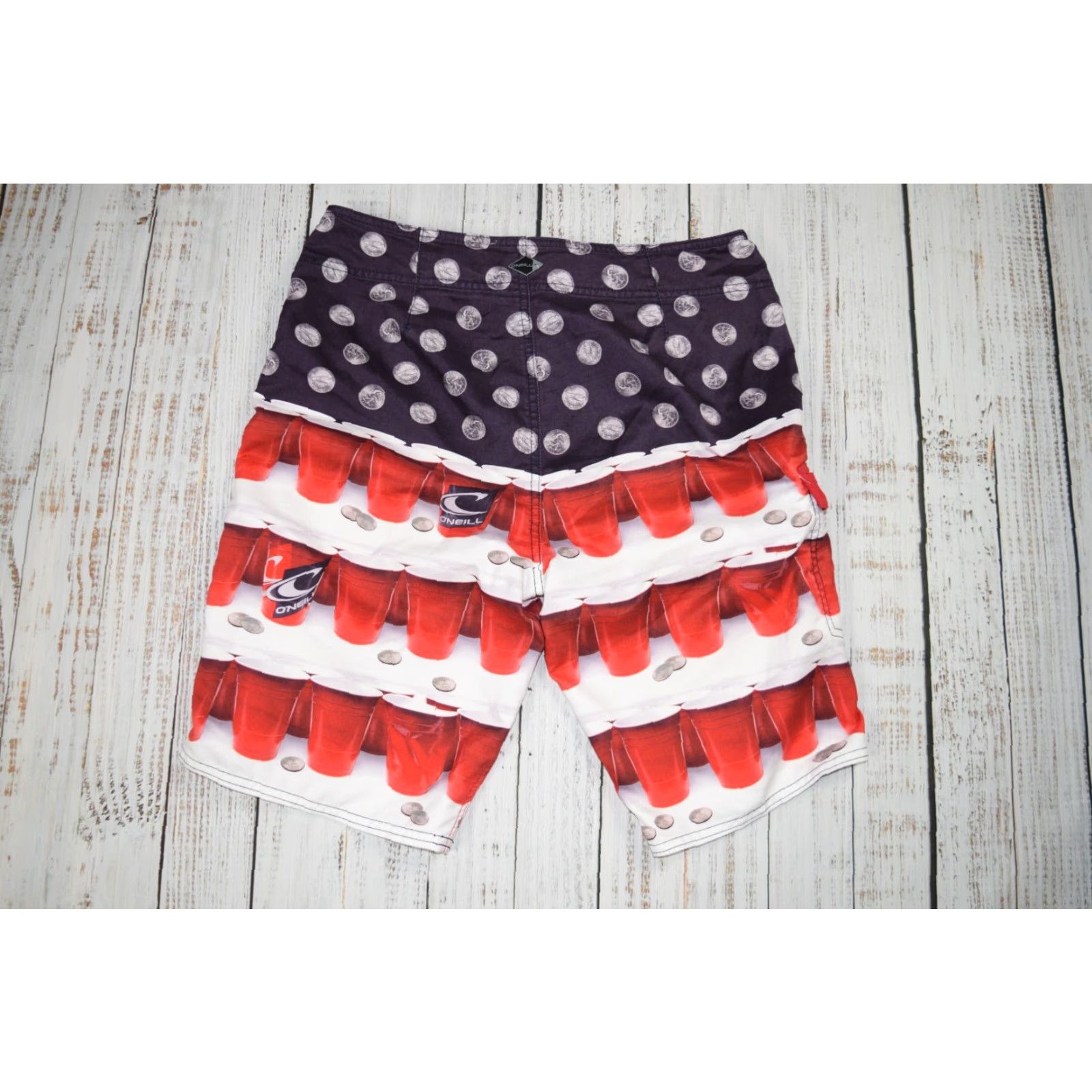 O'Neill O'Neill Hyperfreak BPARD Shorts Mens SZ 32 Red USA Independence Day 4th Beer Pong Size US 32 / EU 48 - 7 Thumbnail
