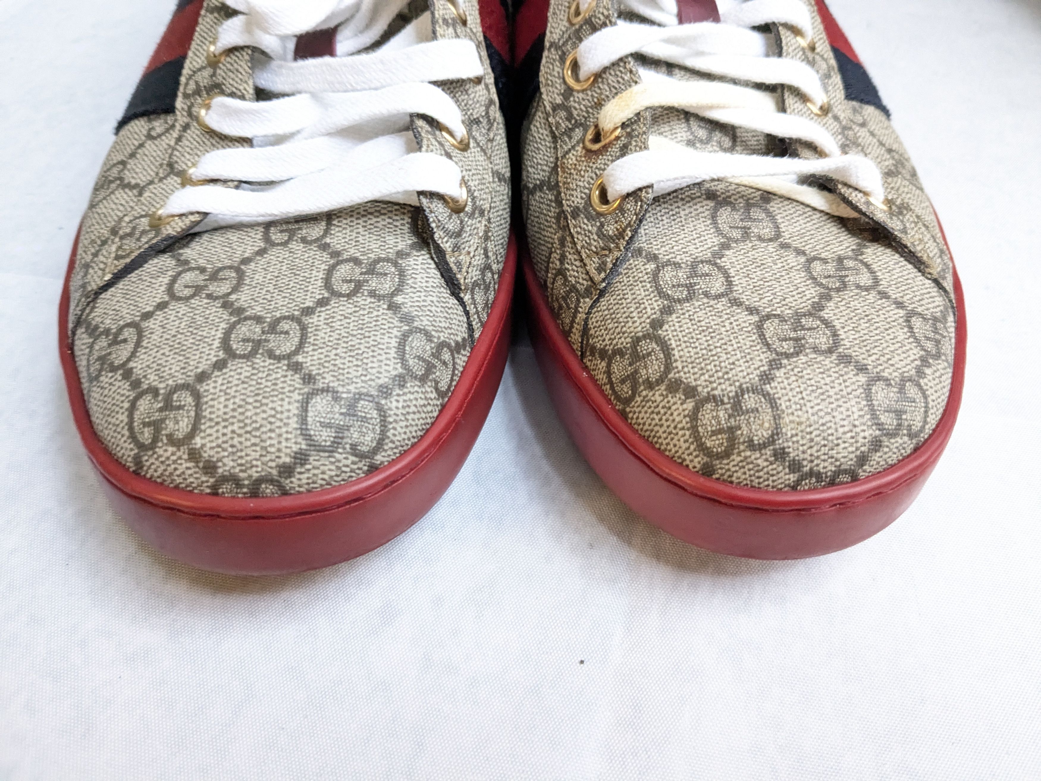 Gucci Gucci Ace Supreme Sneakers 10.5 Monogram Logo Red Size US 10.5 / EU 43-44 - 3 Thumbnail