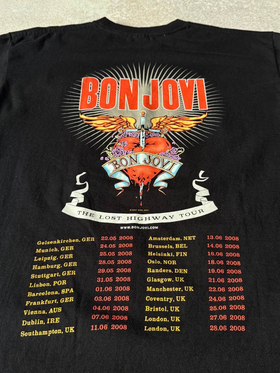 Band Tees × Bon Jovi × Vintage Vintage 2007 Bon Jovi The Lost Highway Tour T-shirt Big Logo Size US M / EU 48-50 / 2 - 2 Thumbnail