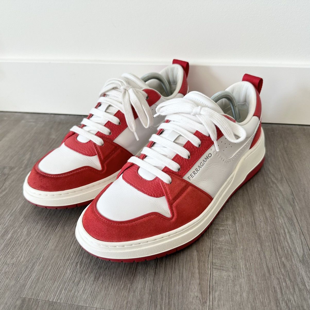 Salvatore Ferragamo Sneaker in Red Suede/Leather Size US 8.5 / EU 41-42 - 2 Thumbnail