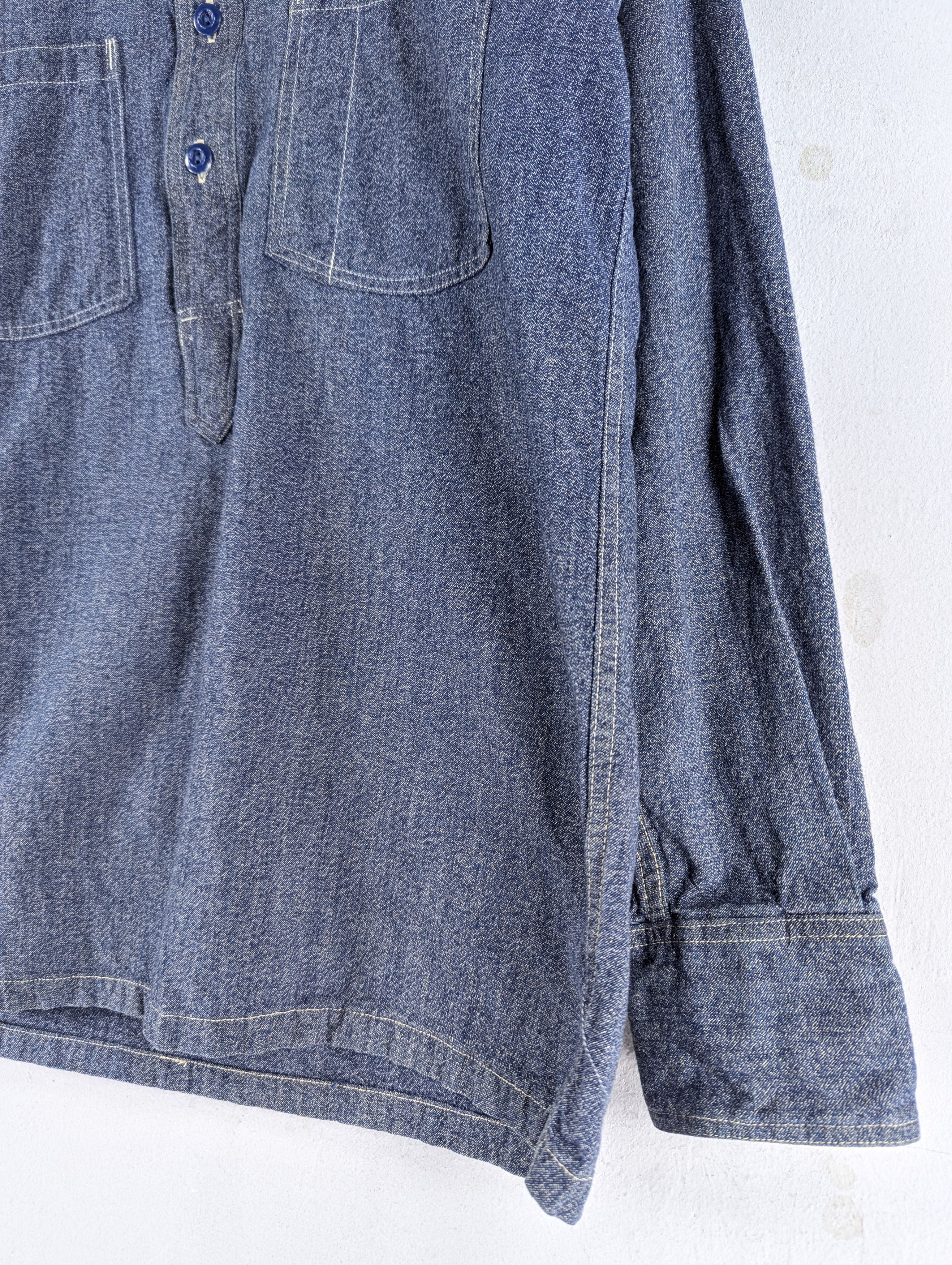 Sugar Cane Sugar Cane Men's Long Sleeve Pullover Work Denim Shirt Size US M / EU 48-50 / 2 - 5 Thumbnail