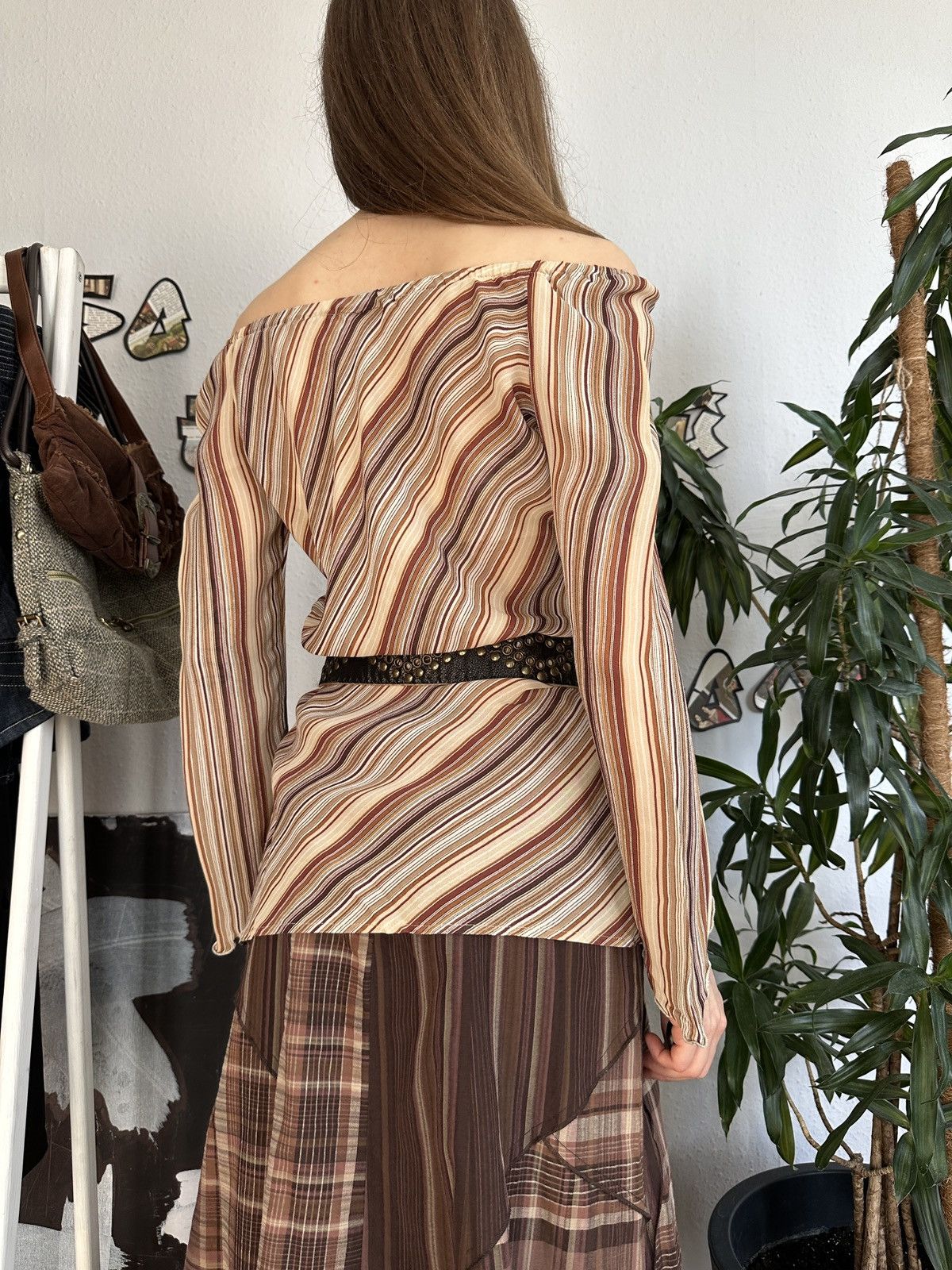 Seditionaries Vintage Shouldered Striped Blouse Cowgirl Bohemian 00s Size ONE SIZE - 5 Thumbnail