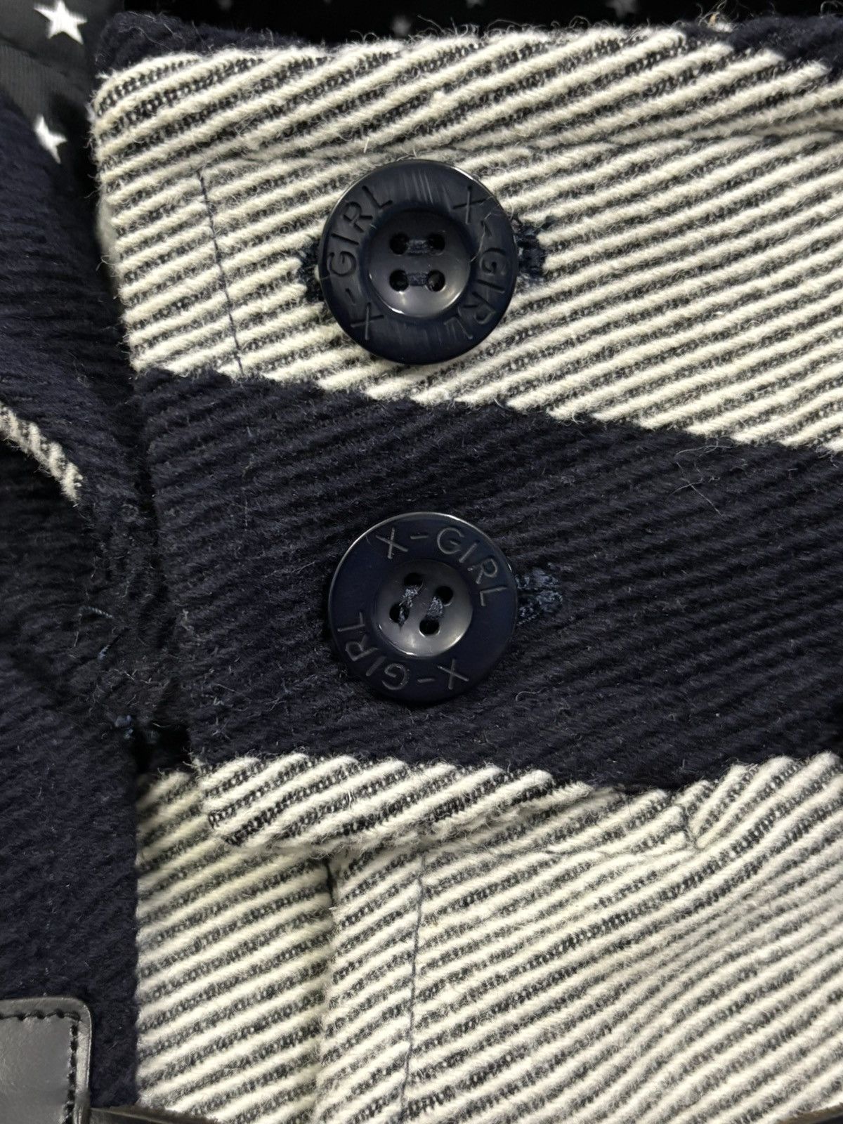 X-Girl X-Girl Navy & Grey Striped Wool Blend Hooded Duffle Jacket Size M / US 6-8 / IT 42-44 - 7 Thumbnail