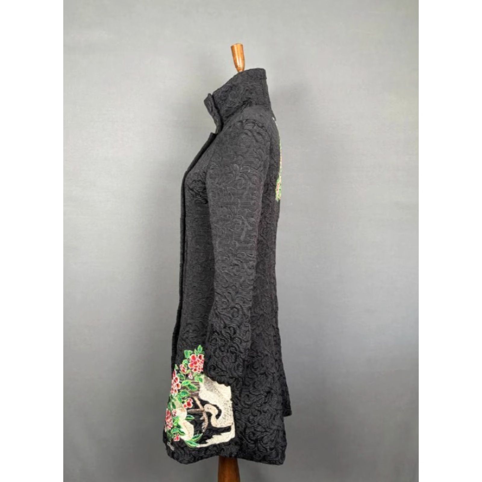 Desigual Desigual Coat Black Floral Embroidered Long Sleeve Trench 42 Womens Vintage No Size M / US 6-8 / IT 42-44 - 6 Thumbnail
