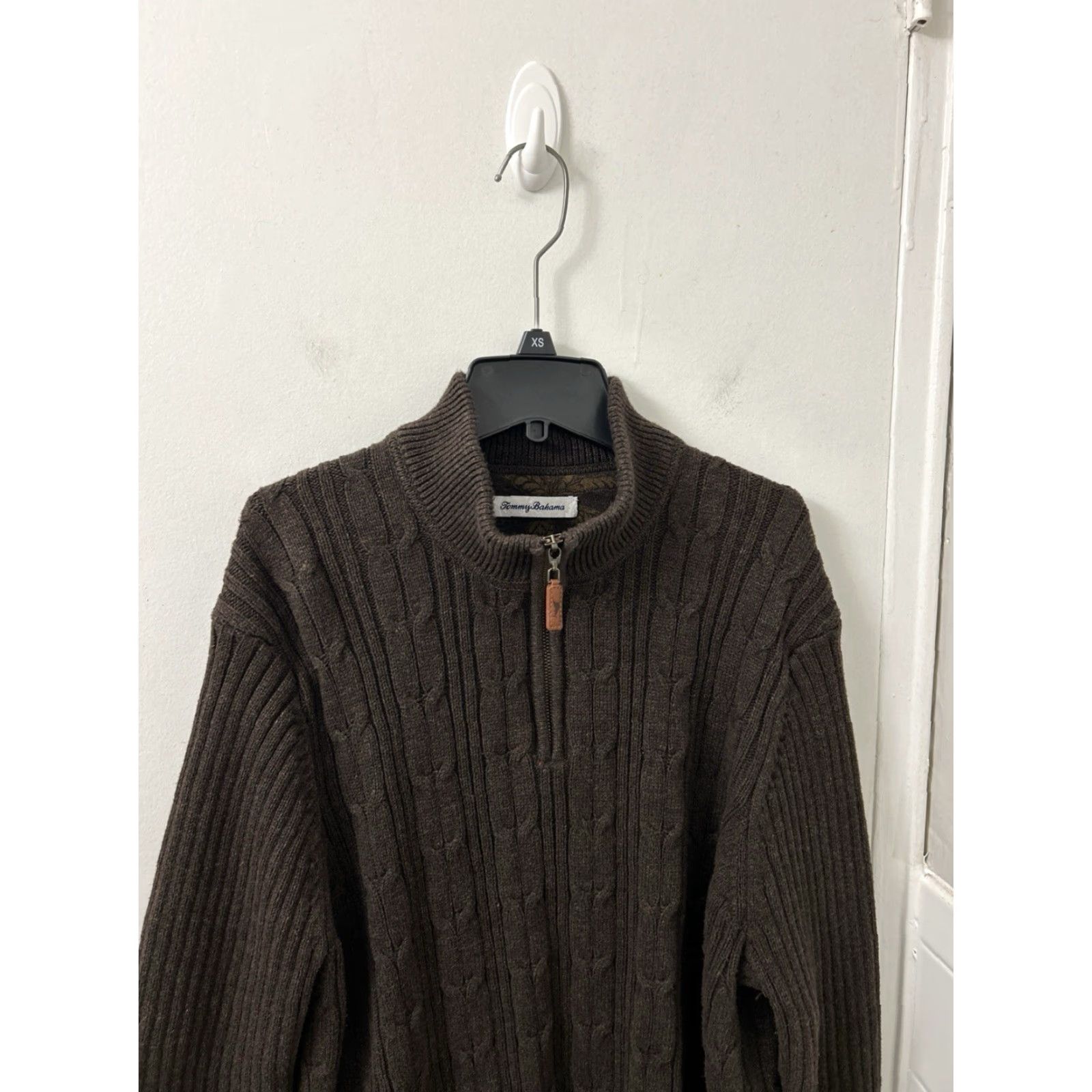 Tommy Bahama Tommy Bahama 1/4 Zip Mens XL Brown Cable-Knit Pullover Sweater Long Sleeve Size US XL / EU 56 / 4 - 2 Thumbnail