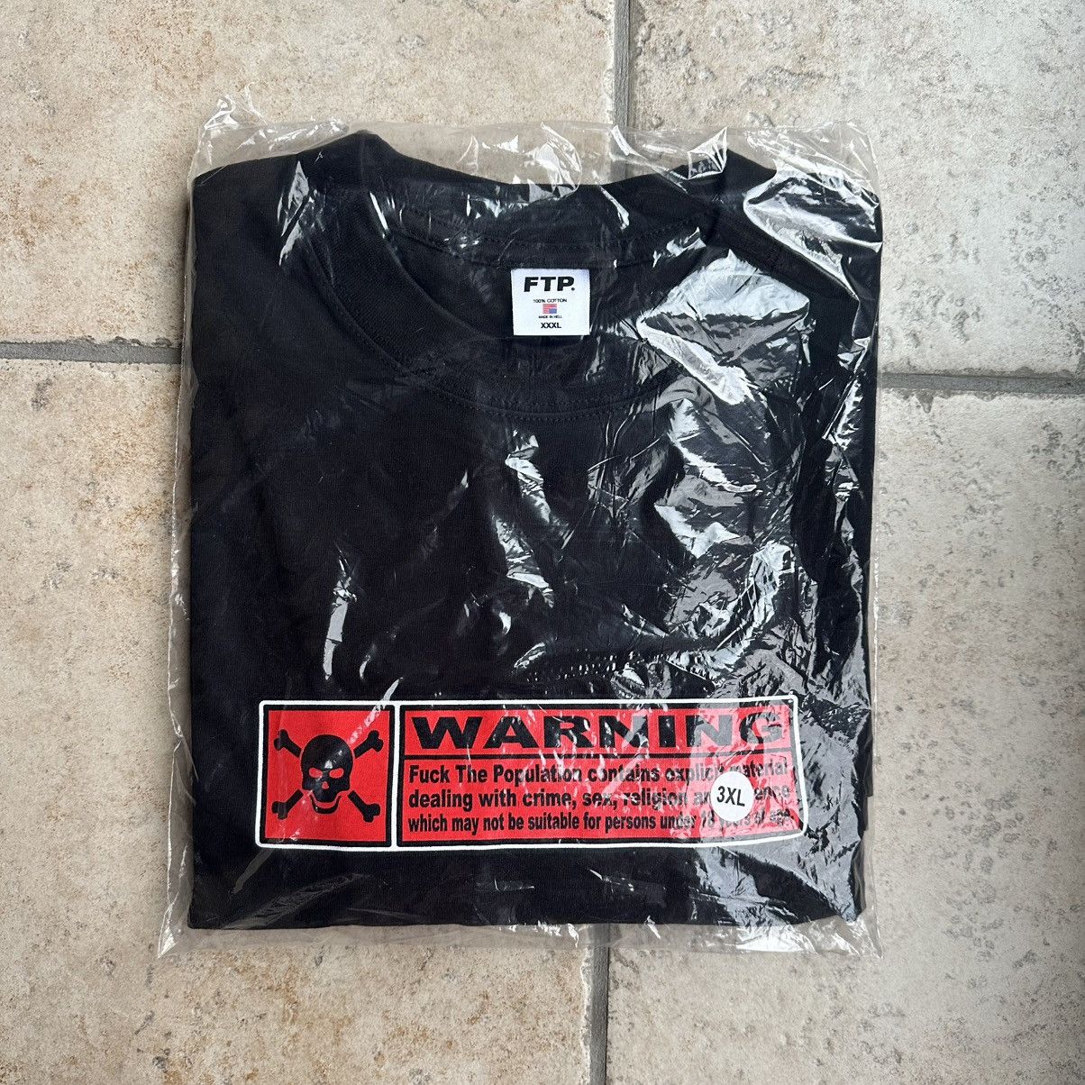 Fuck The Population SIZE 3XL FTP Warning Tee (Black) Size US XXL / EU 58 / 5 - 1 Thumbnail