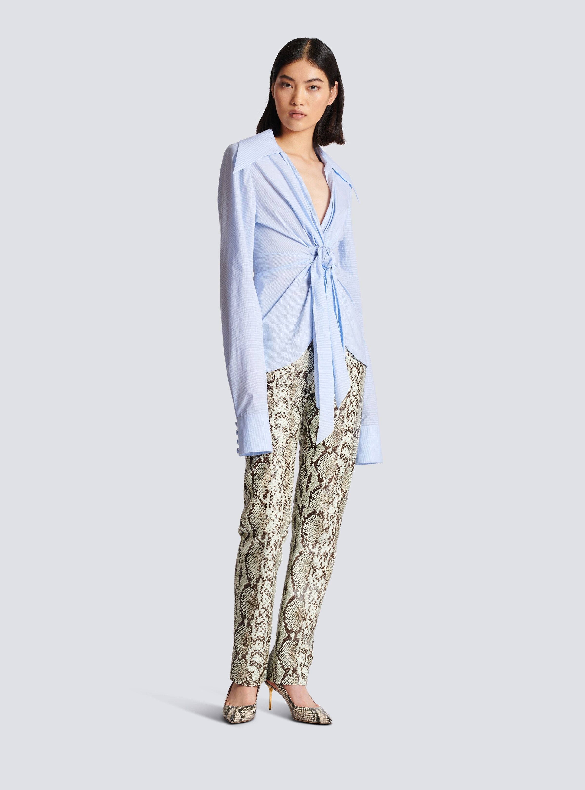 Balmain o1y0625 Checked Shirt in Sky Blue Size S / US 4 / IT 40 - 3 Thumbnail