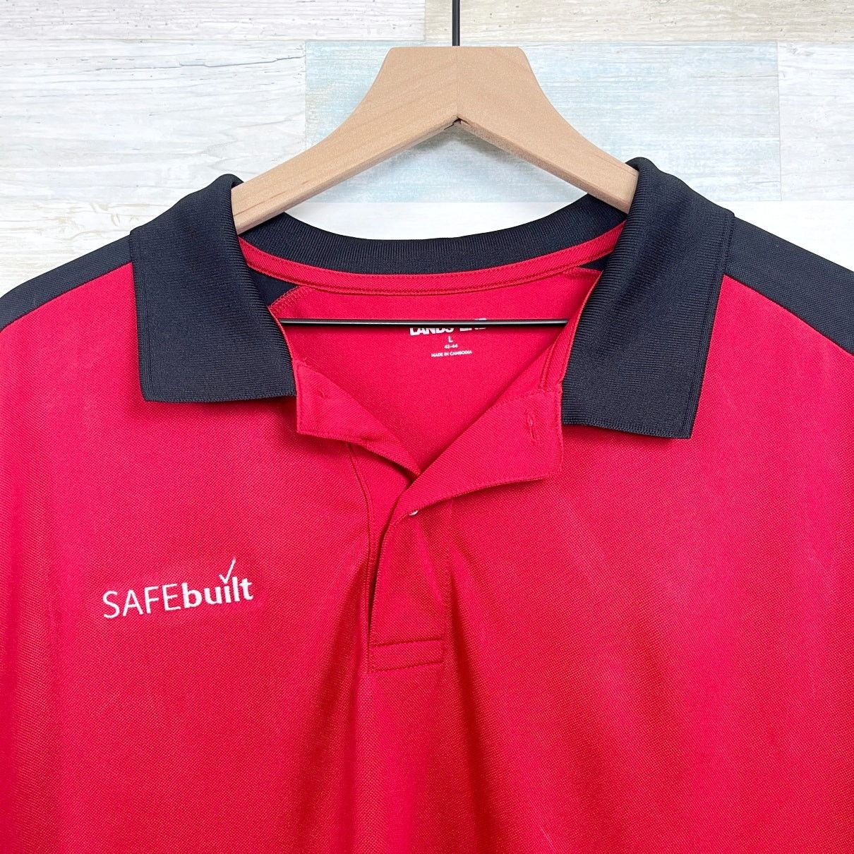 Lands End SAFEbuilt Lands End Tech Polo Shirt Red Work Uniform Mens L ...