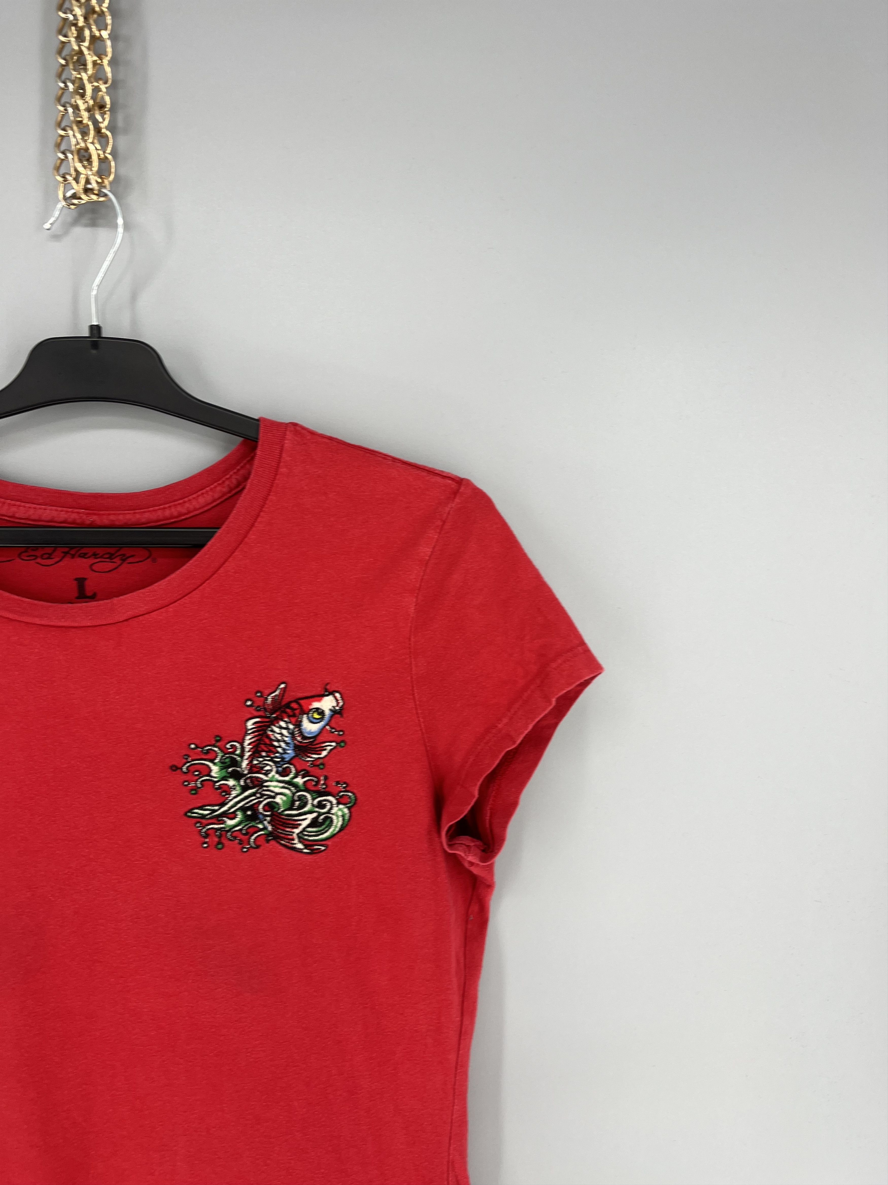 Affliction × Christian Audigier × Ed Hardy Vintage Y2K Christian Audigier Women’s Rhinestones T-Shirt Size L / US 10 / IT 46 - 5 Thumbnail