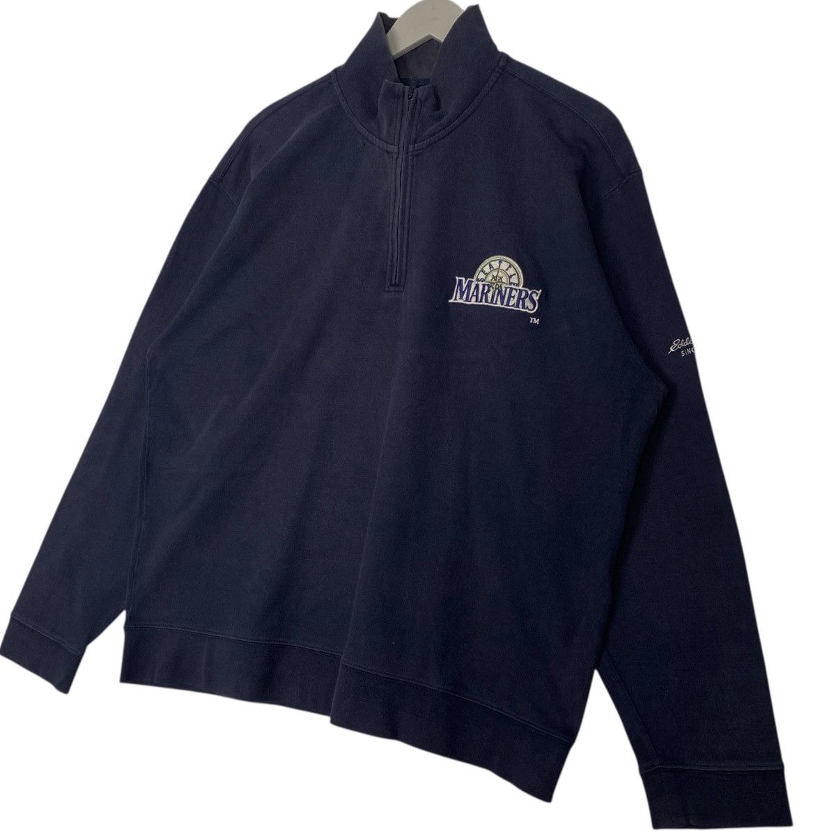 Vintage Vintage Eddie Bauer Quater Zip Small Logo Navy Blue Size M Size US M / EU 48-50 / 2 - 2 Thumbnail