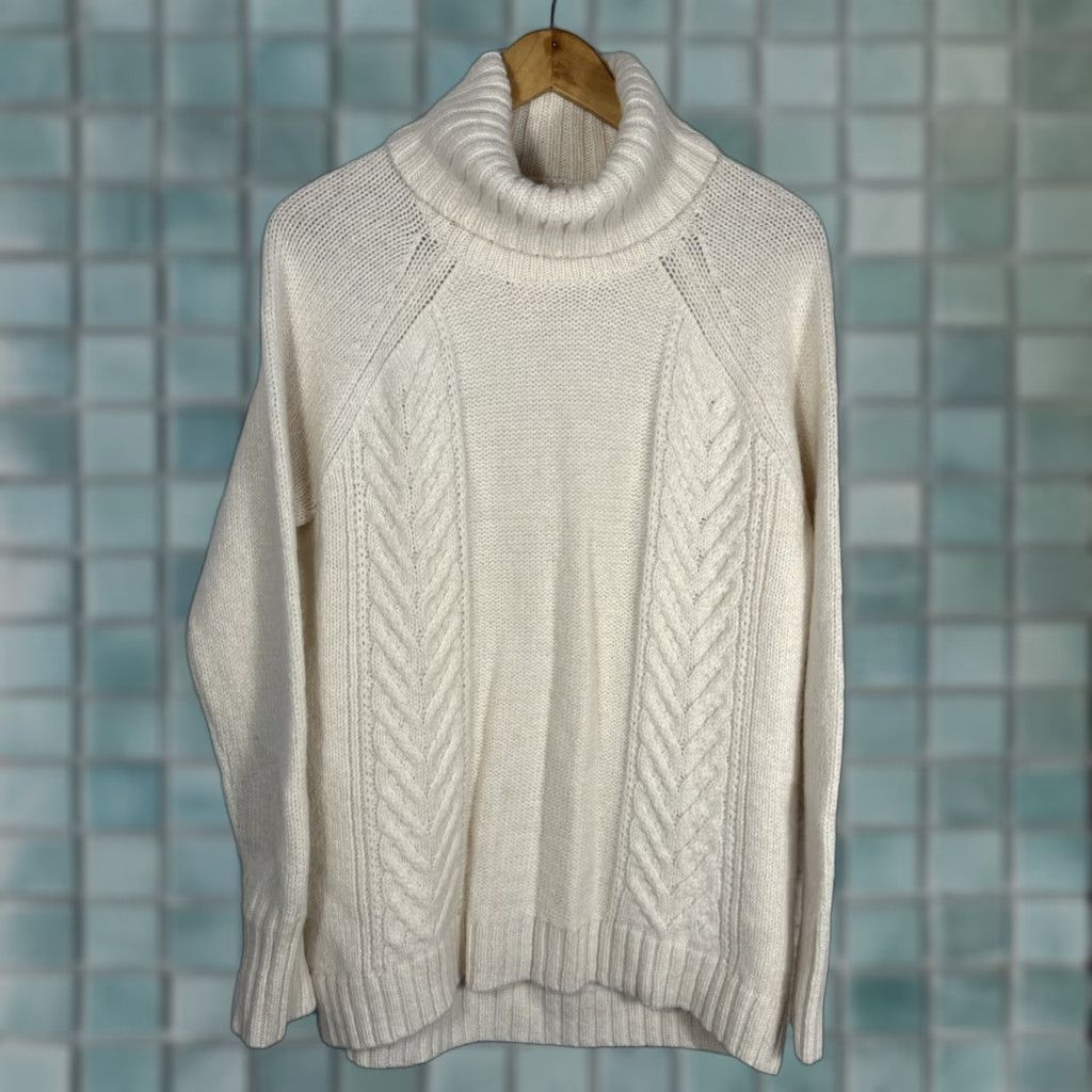 American Eagle Outfitters American Eagle Outfitters Womens Large Wool Alpaca Turtleneck Chunky Cable Knit Fisherman Sweater Size L / US 10 / IT 46 - 1 Thumbnail