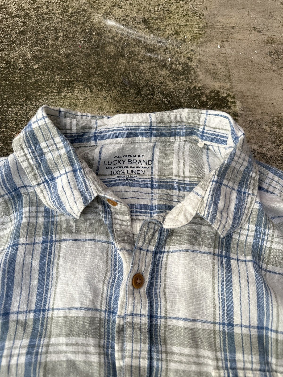 Vintage Vintage 90s Linen button up checkered collared shirt Size US L / EU 52-54 / 3 - 2 Thumbnail