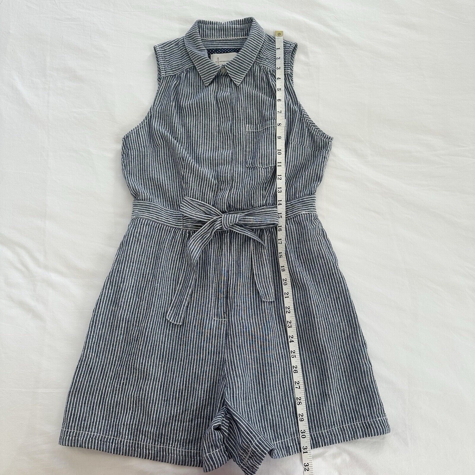 Anthropologie Anthropologie Collared Jumpsuit Shorts Cotton Linen US 4 Size 27" / US 4 / IT 40 - 8 Thumbnail