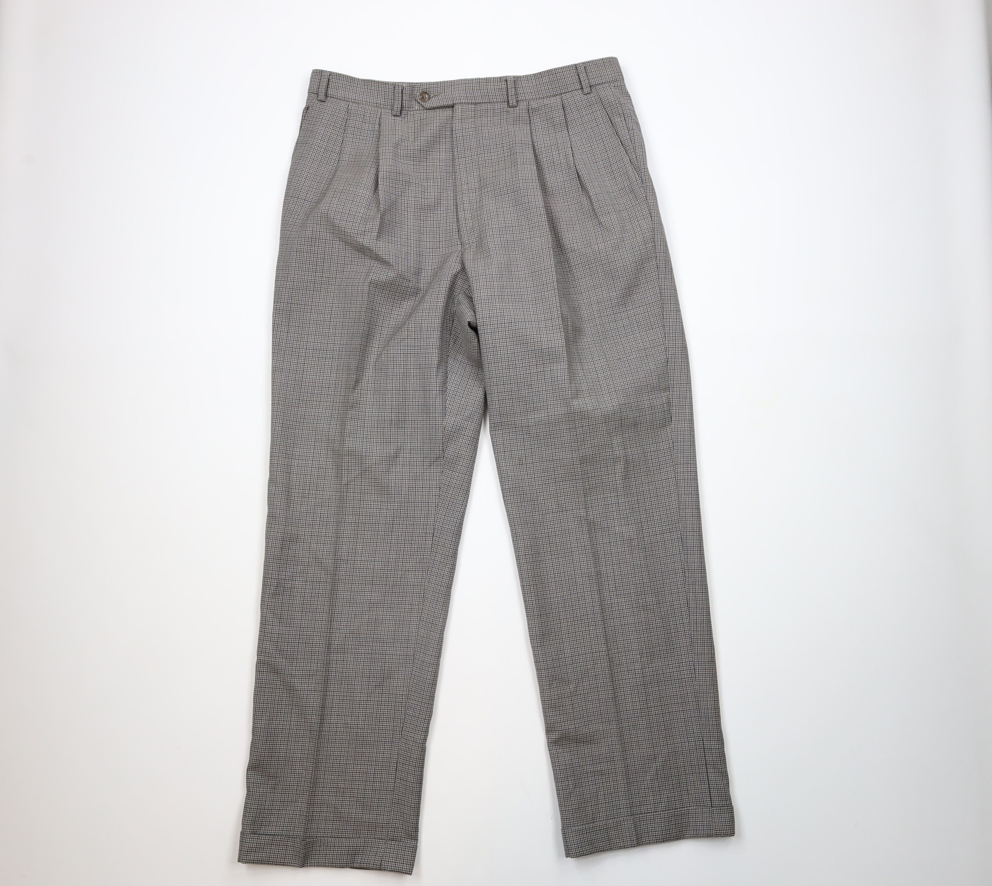 Ralph Lauren × Vintage Vintage 90s Ralph Lauren Cuffed Wide Leg Pants Houndstooth Size US 36 / EU 52 - 1 Thumbnail