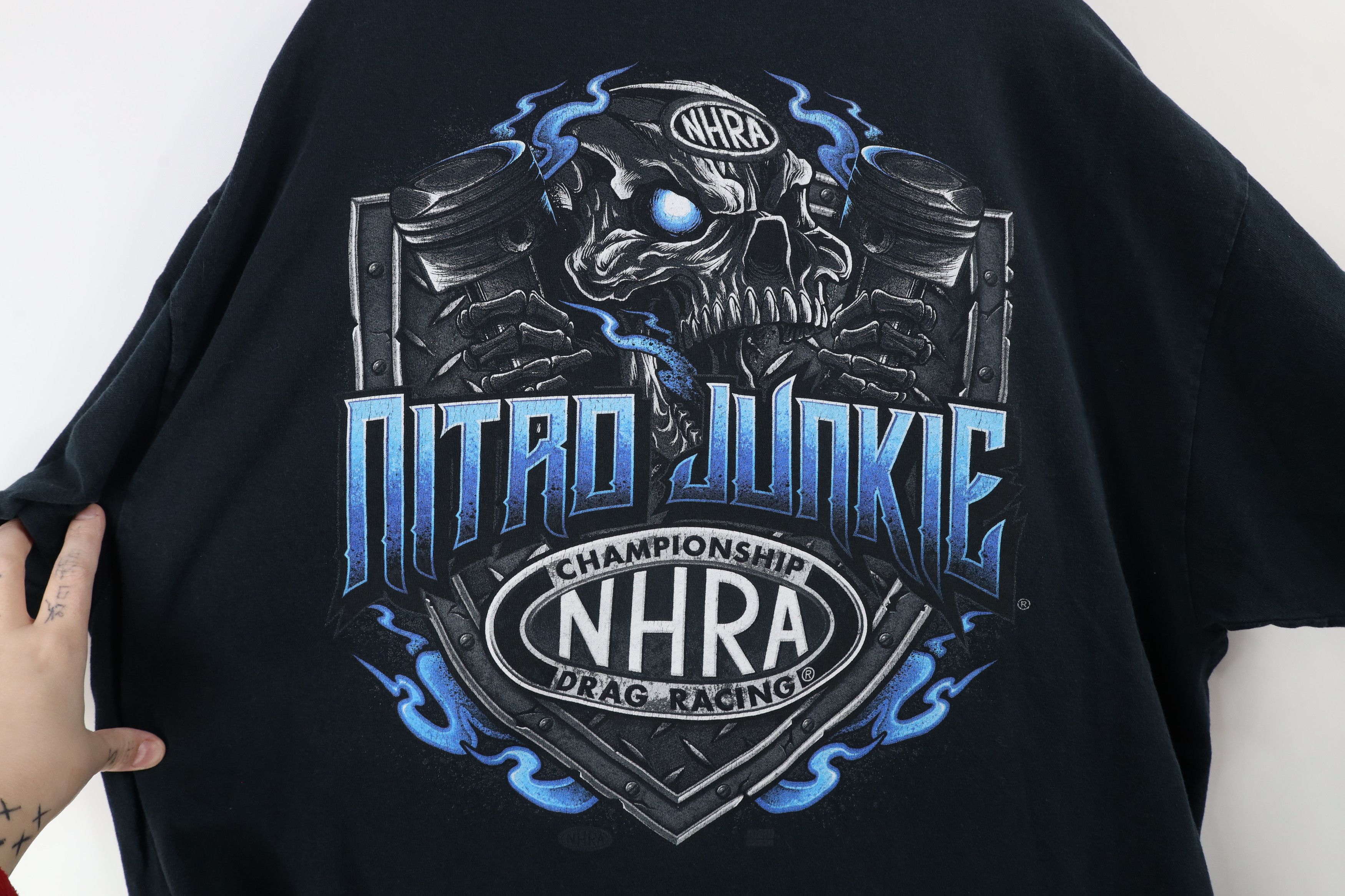 Other Vintage Y2K Nitro Junkie NHRA Drag RAcing Skeleton T-Shirt Size US XXL / EU 58 / 5 - 11 Thumbnail