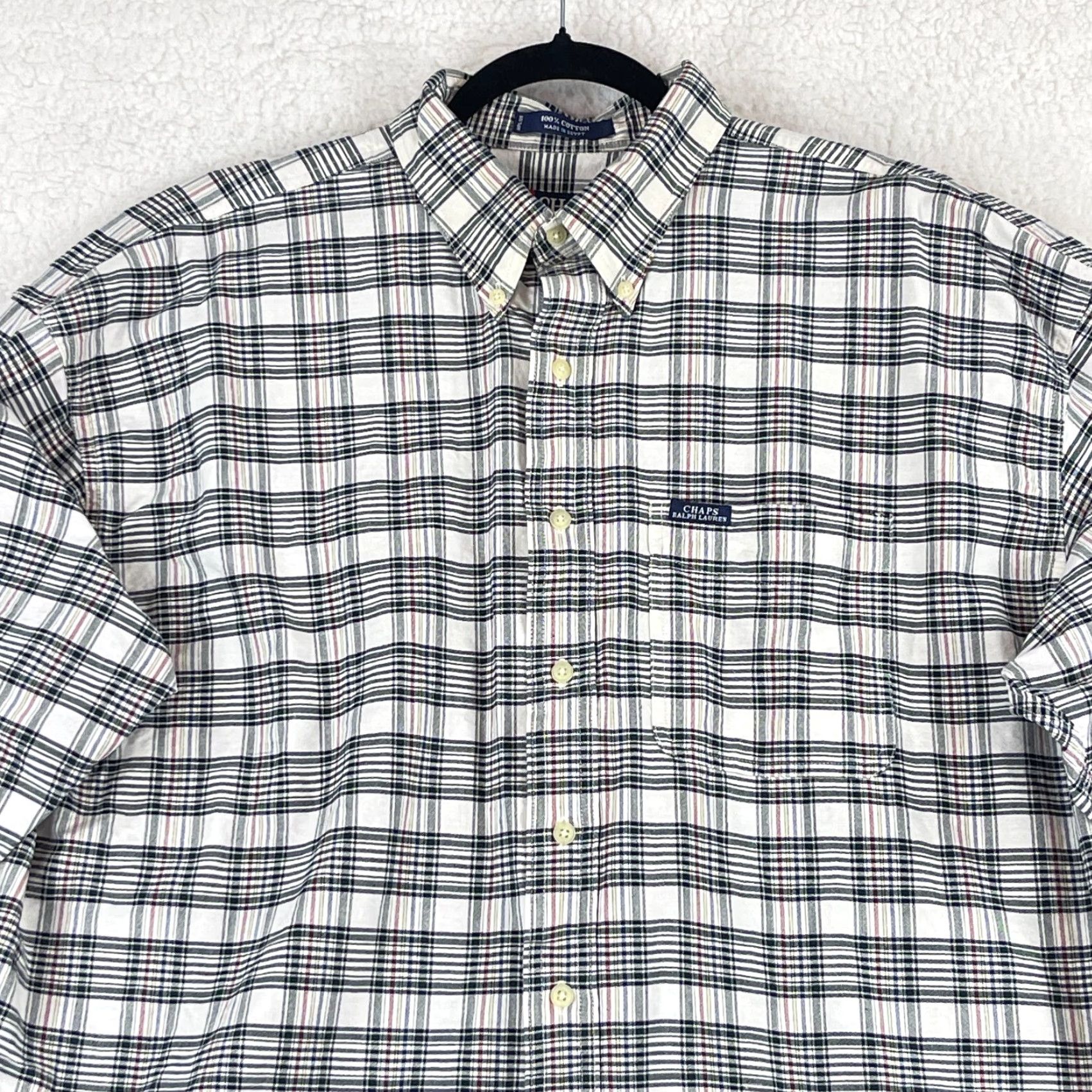 Chaps Chaps x Ralph Lauren Button-Down Shirt Mens XL White Plaid Long Sleeve Knit Shirt Size US XL / EU 56 / 4 - 3 Thumbnail