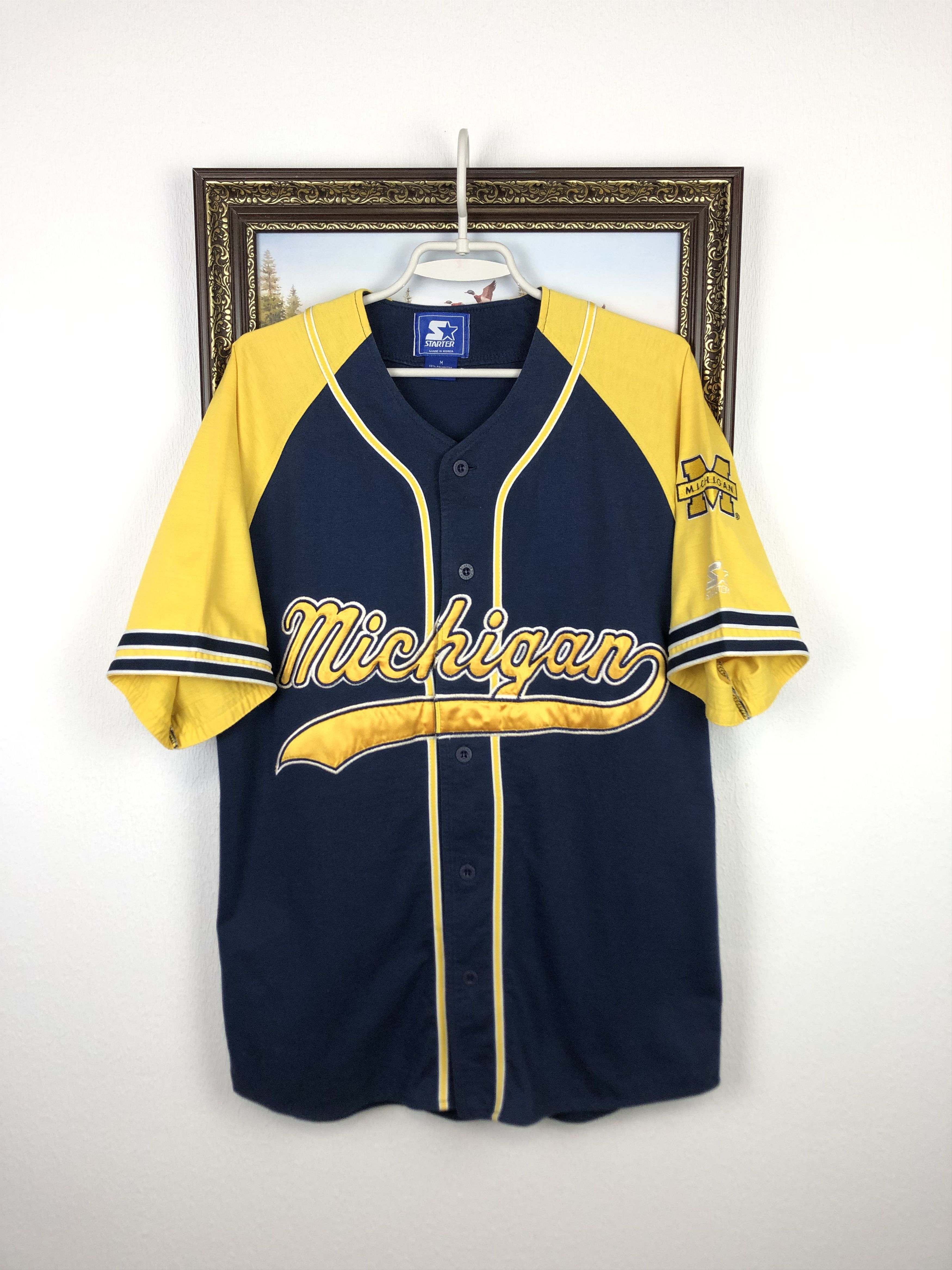 Starter Vintage 90's Starter Michigan Wolverines Baseball Jersey Tee Size US M / EU 48-50 / 2 - 1 Thumbnail
