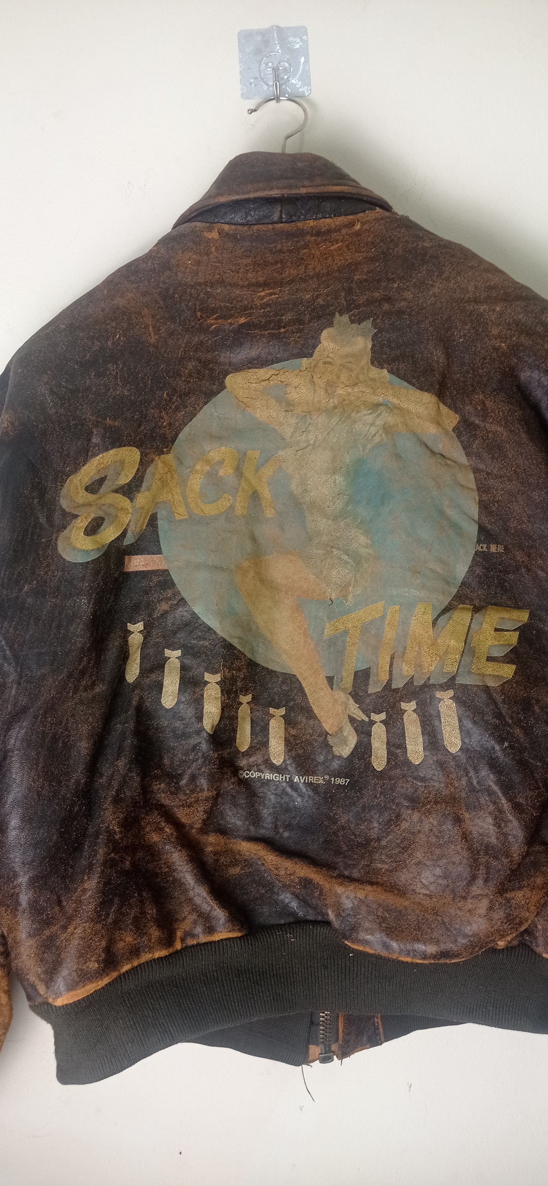 Military Vintage 1990 Avirex ‘Sack Time’ Leather Jacket | Grailed