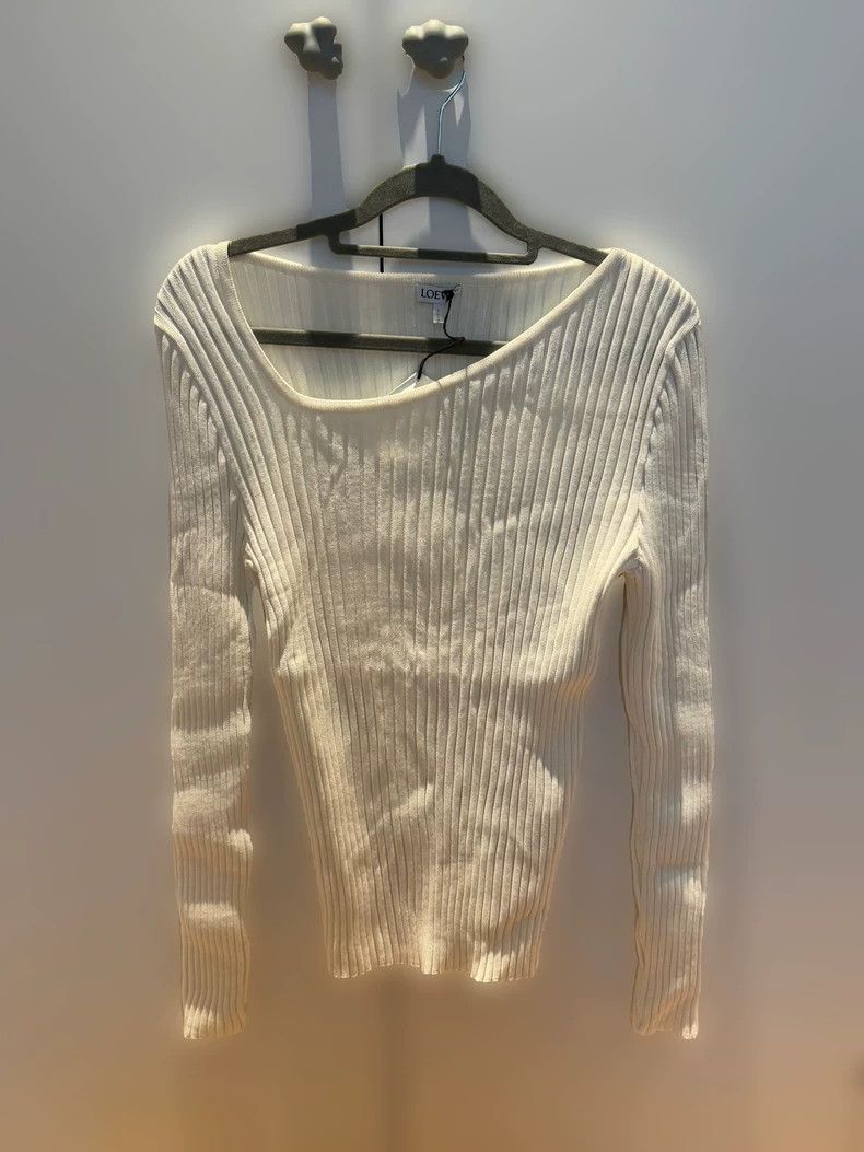 Loewe Loewe White Ribbed Sweater - dmc Size US M / EU 48-50 / 2 - 1 Thumbnail