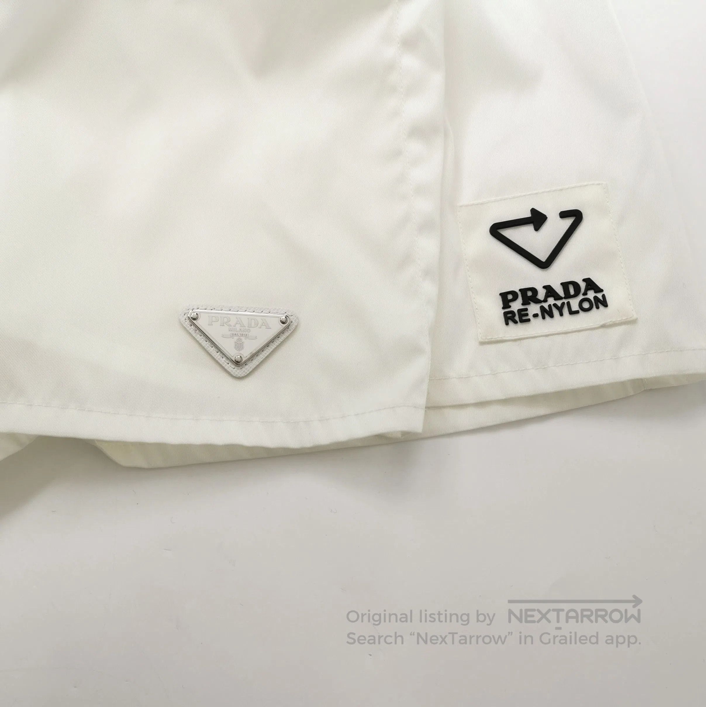 Prada Prada White Triangle Logo Swim Shorts . Size 39" - 3 Thumbnail