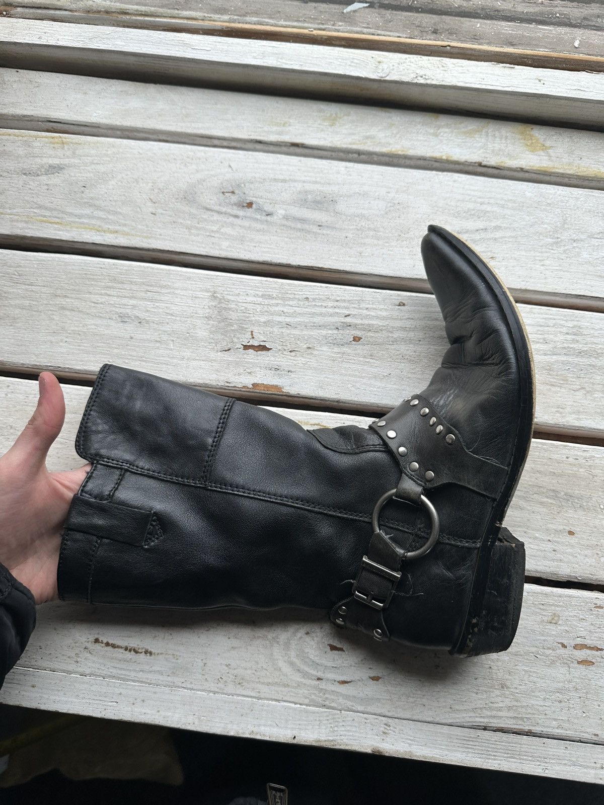 Harley Davidson 🚨RARE HARLEY DAVIDSON BLACK BOOTS METAL WITH LOGO IF6WAS9 Size US 9 / IT 39 - 7 Thumbnail