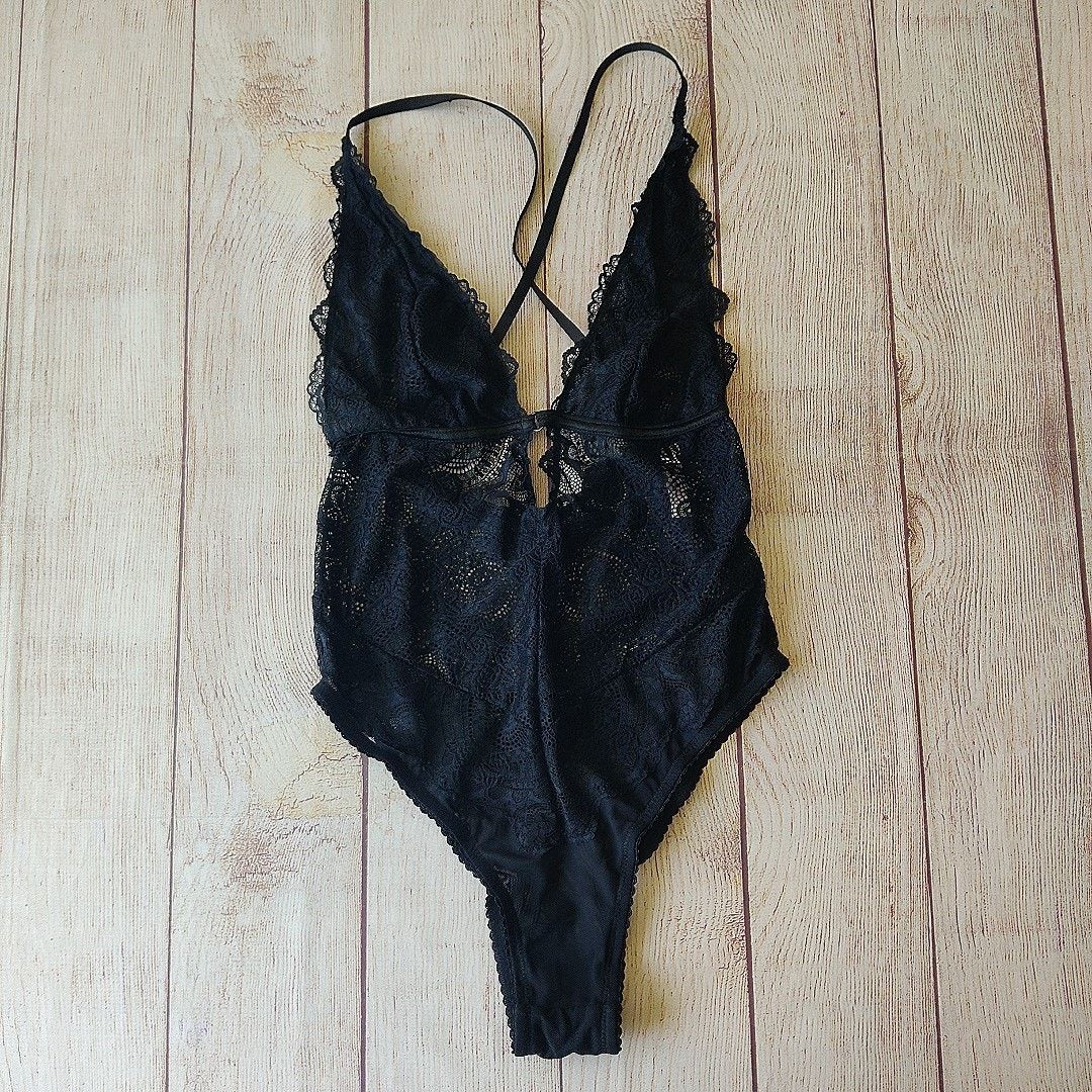 Other La Vie en Rose sheer black mesh lace bodysuit teddy sz S Size S / US 4 / IT 40 - 6 Thumbnail