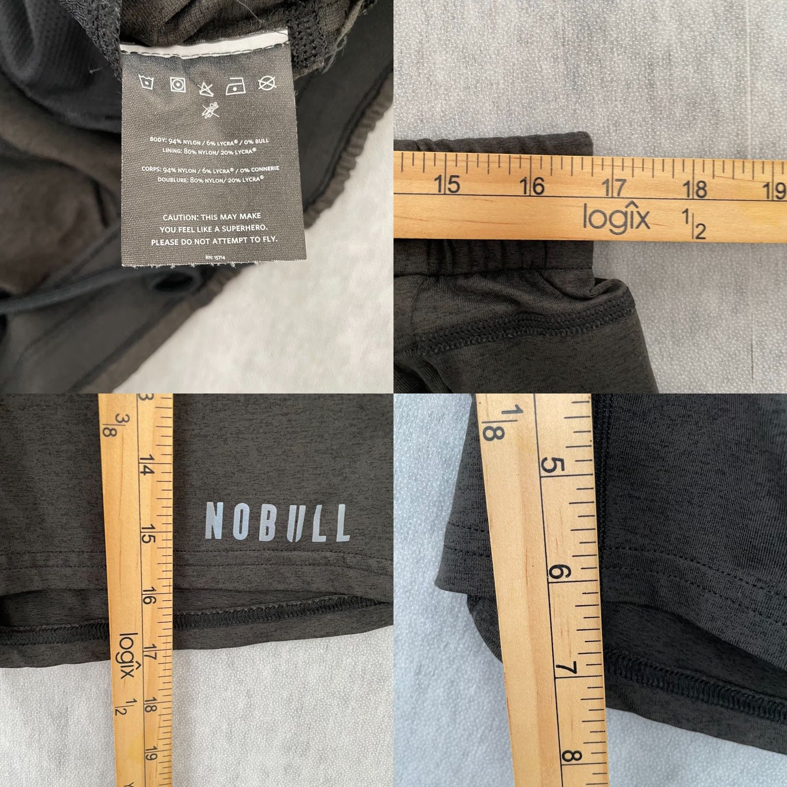 Vintage NoBull Athletic Shorts Mens XL Gray Drawstring Zipper Pockets Stretch Activewear Size US 36 / EU 52 - 8 Thumbnail