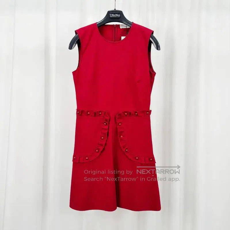 Valentino Valentino Red Pleated Midi Dress for Women . Size L / US 10 / IT 46 - 1 Thumbnail
