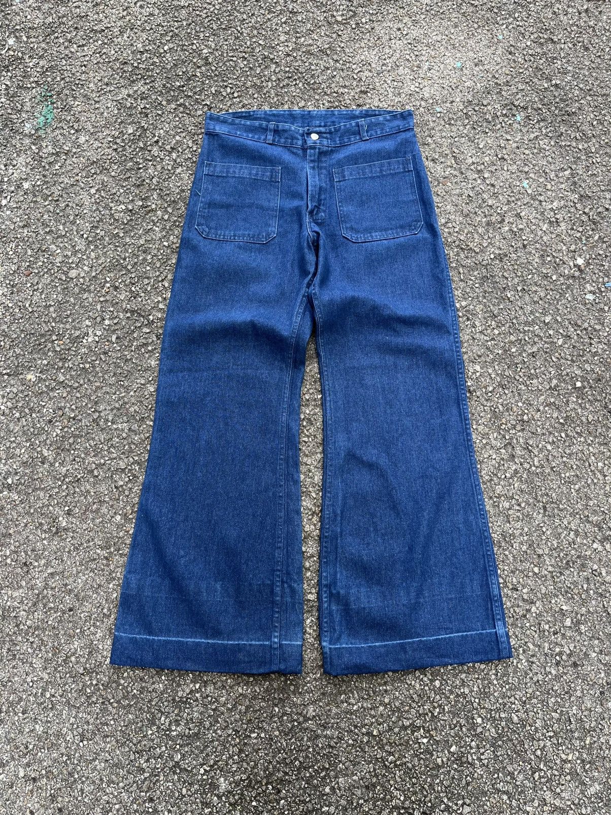 Vintage VINTAGE 70s 80s USN SEAFARER DUNGAREE FLARE DENIM JEANS Size US 31 - 1 Thumbnail