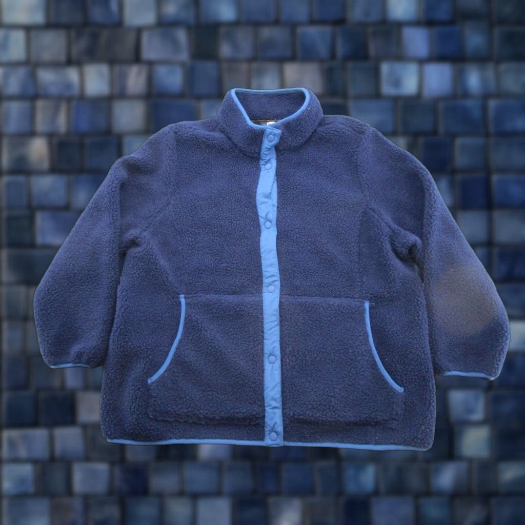 Lands' End Lands' End Women's Plus Size 1X Sherpa Pile Fleece Jacket Blue Full Zip Outdoor Pockets Size XL / US 12-14 / IT 48-50 - 1 Thumbnail