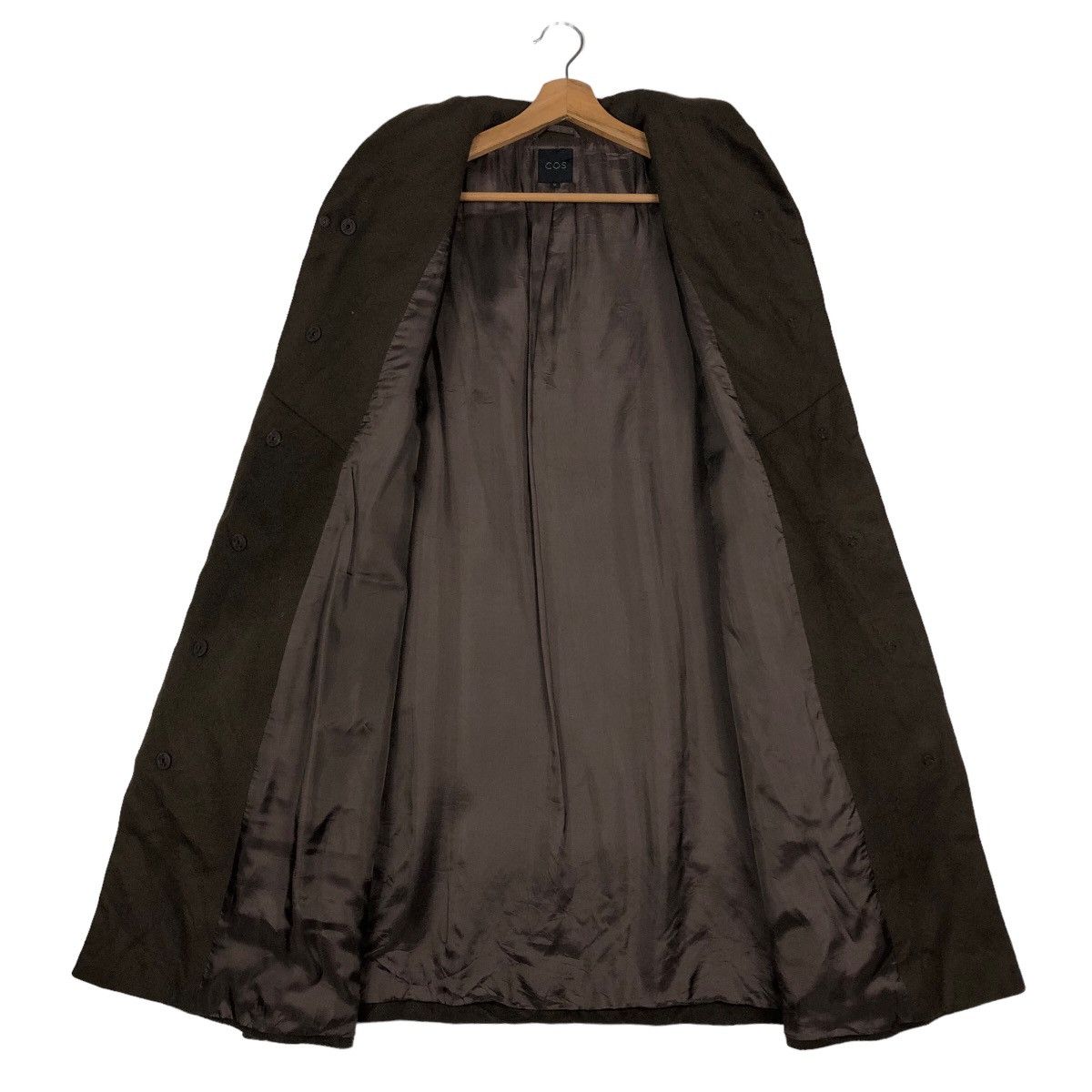 Cos 🔥Long Jacket Wool Herringbone Fly COS Rich Brown Size XS / US 0-2 / IT 36-38 - 13 Thumbnail