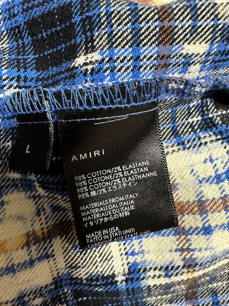 Amiri Amiri Ink-splashed tassel-fringed checkered long-sleeved s Size US L / EU 52-54 / 3 - 8 Thumbnail