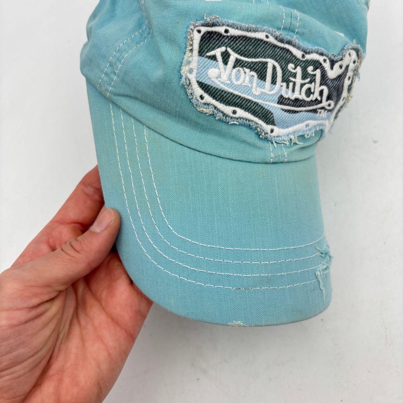 Von Dutch Von Dutch Baby Blue Distressed Cap Y2k Adjustable Hat Size ONE SIZE - 10 Thumbnail