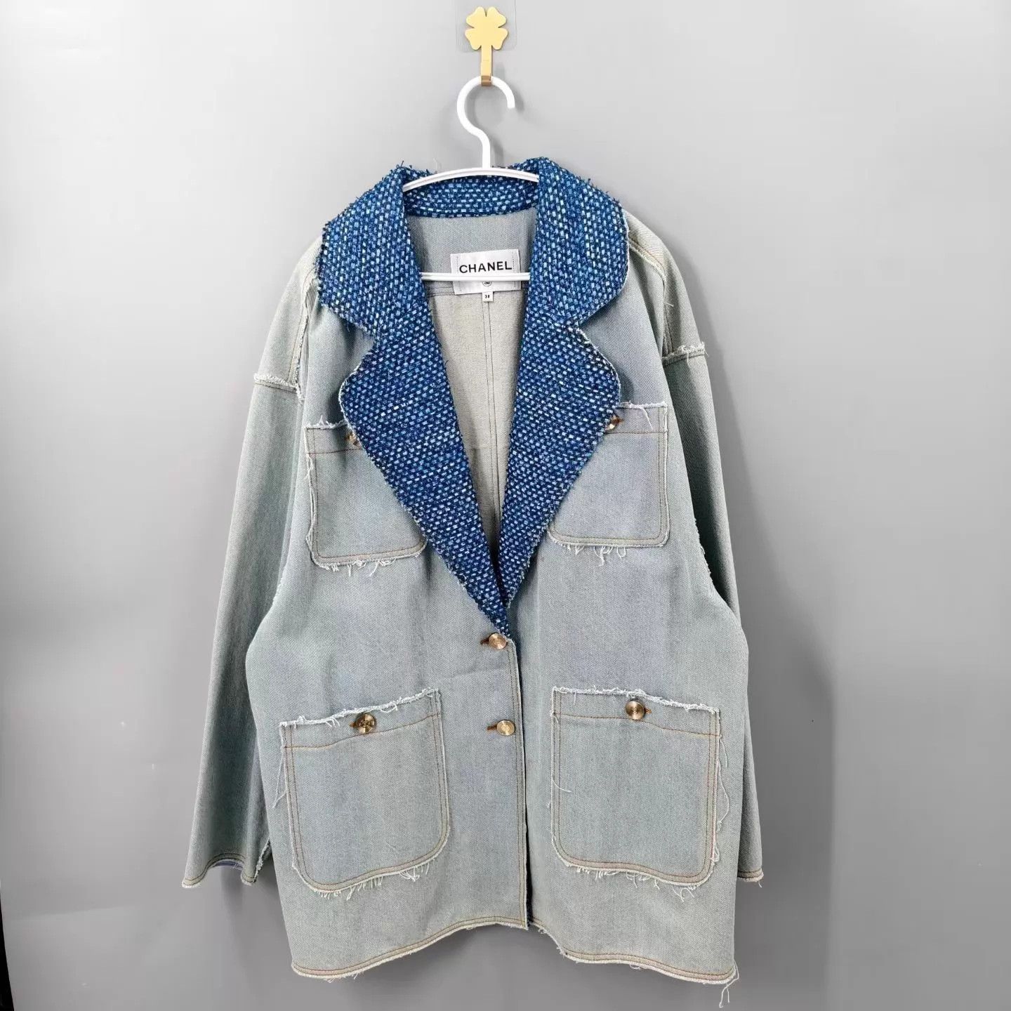 Chanel CHANEL Blue Denim Paneled Suit Jacket 38 Size S / US 4 / IT 40 - 1 Thumbnail