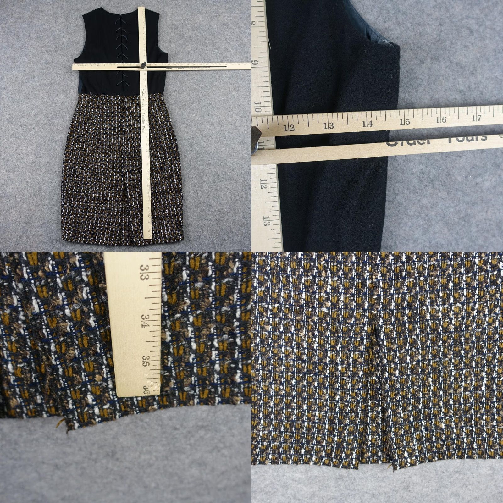 Carven Carven Dress Womens 4 Black Tweed Colorblock Sheath Knee Length Wool Mohair VTG Dress Size S / US 4 / IT 40 - 8 Thumbnail