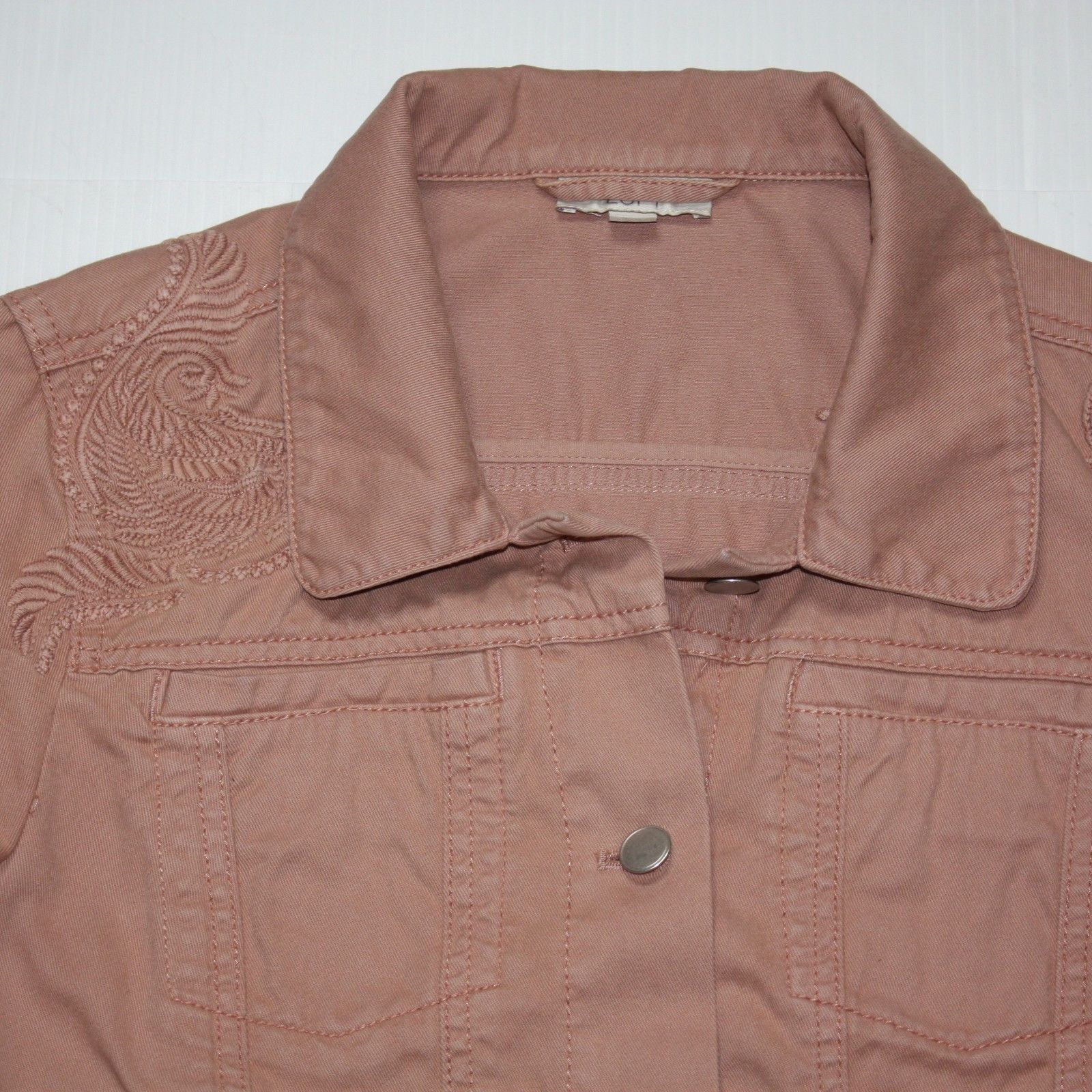 Loft Paisley Embroidered Denim Jacket in Color Arizona Clay Size S / US 4 / IT 40 - 6 Thumbnail