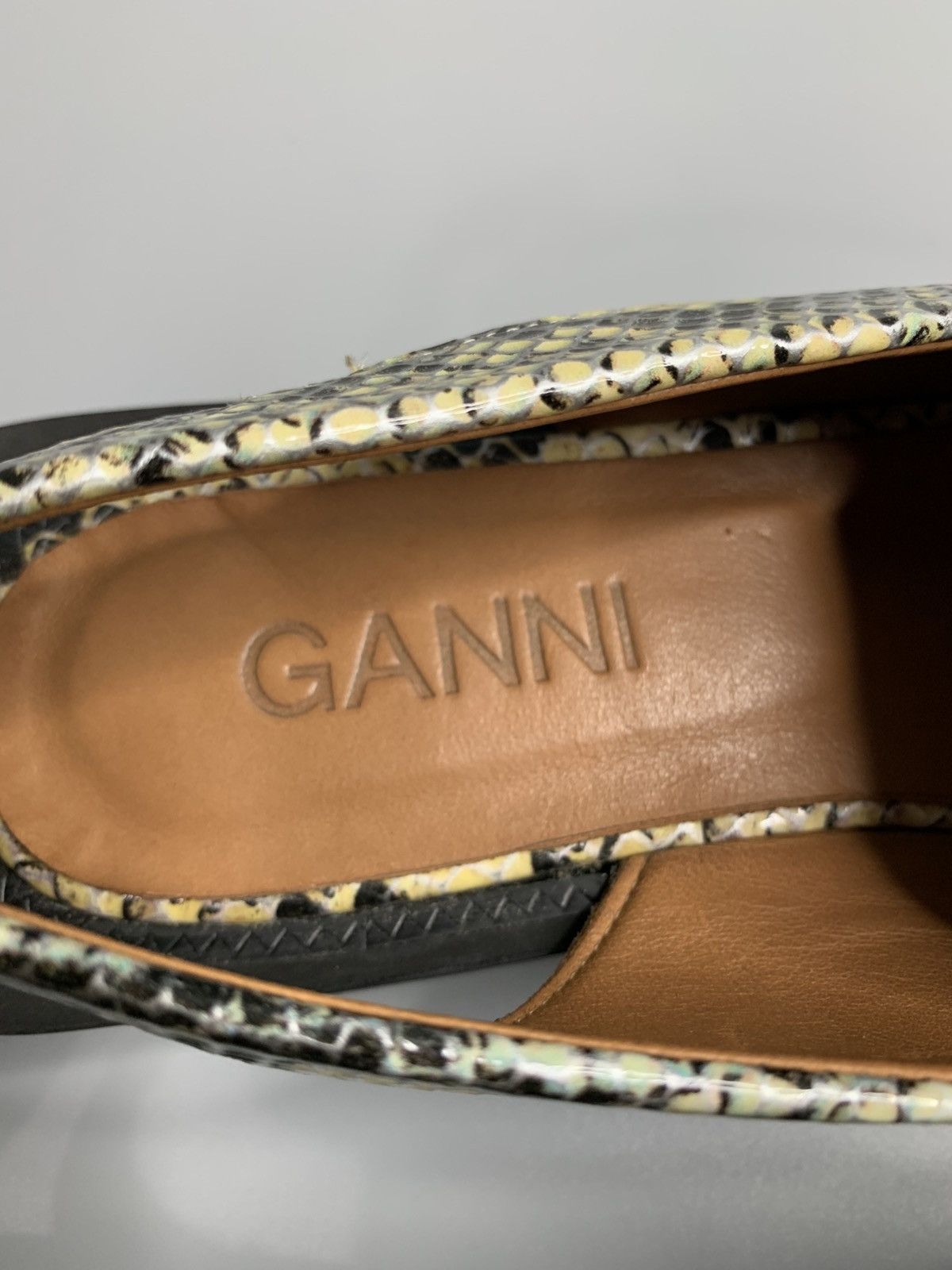 Ganni Ganni Snake-Embossed Leather Sling Back Loafer Size US 8 / IT 38 - 6 Thumbnail
