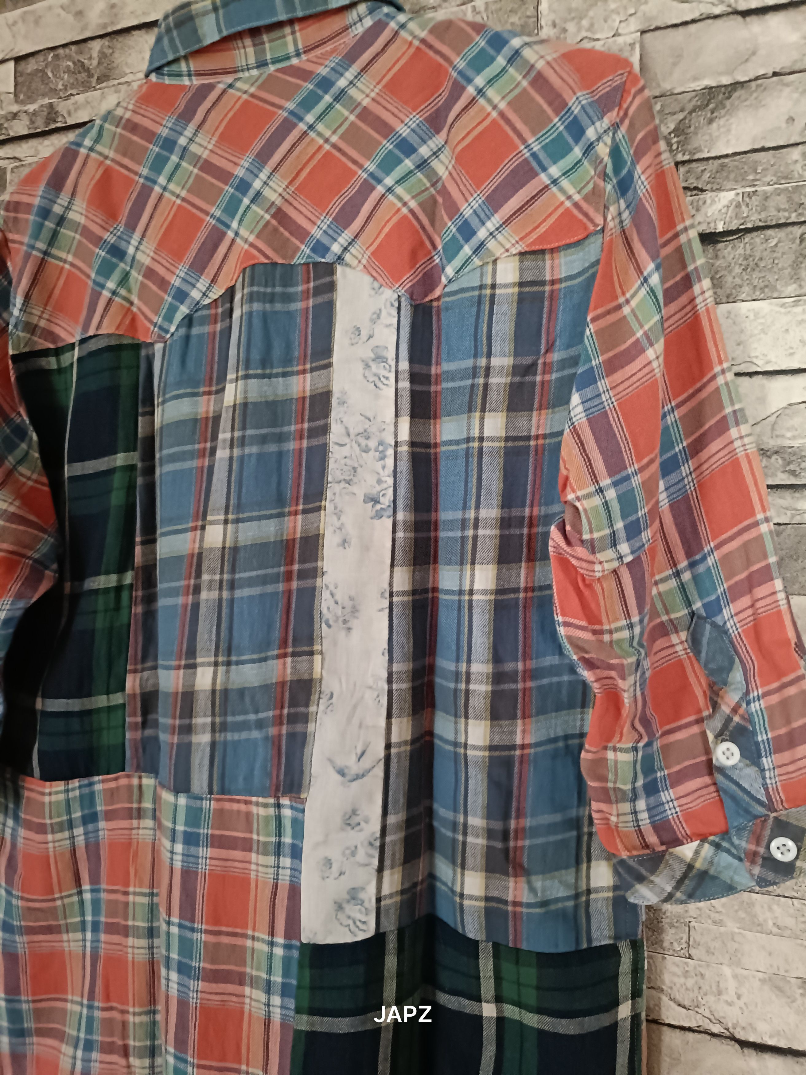 Japanese Brand Vintage Gaijin Made patchwork shirt Size US L / EU 52-54 / 3 - 4 Thumbnail