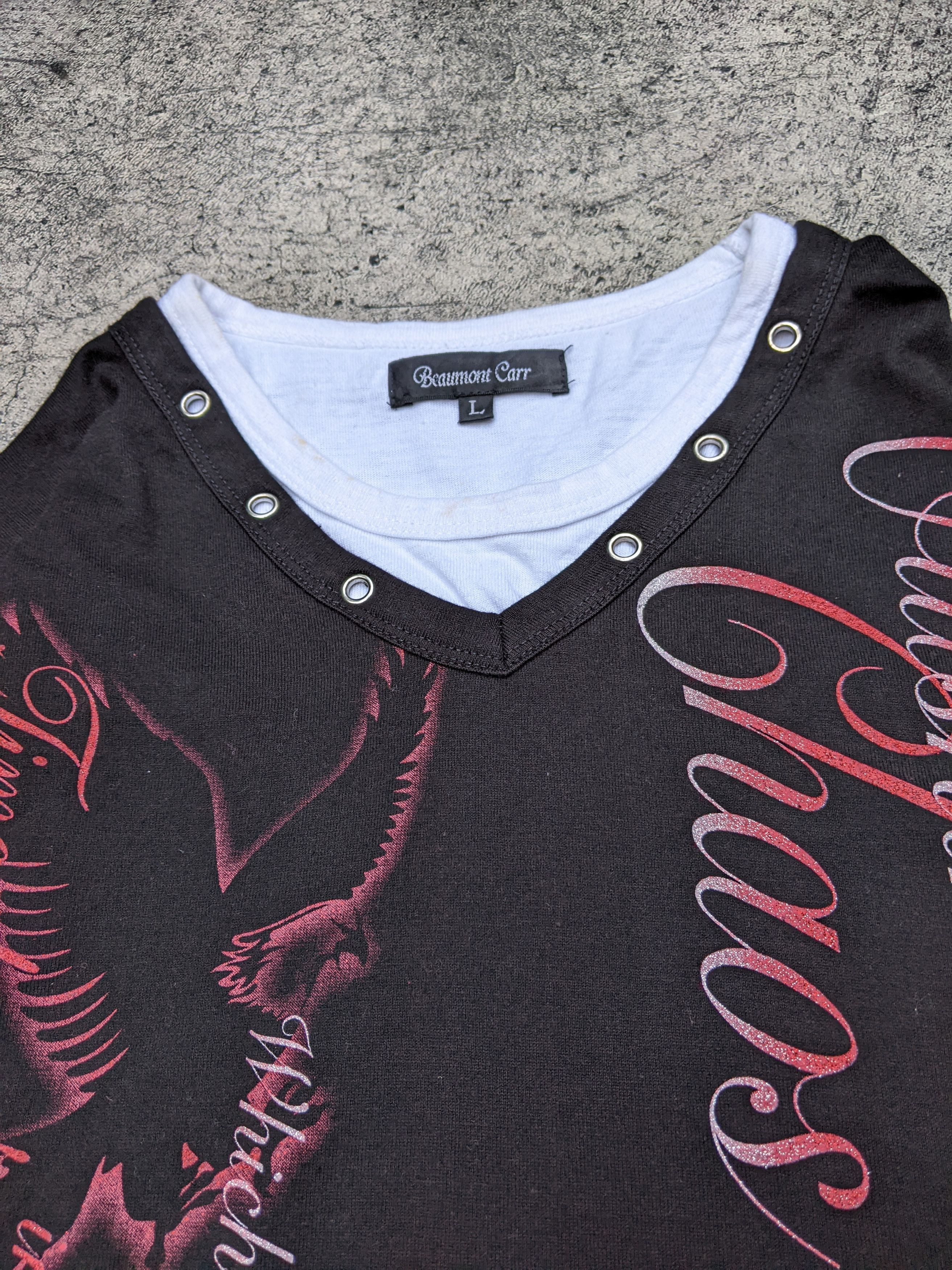 Japanese Brand Beaumont Carr Vkei Hole T shirt Size US L / EU 52-54 / 3 - 3 Thumbnail