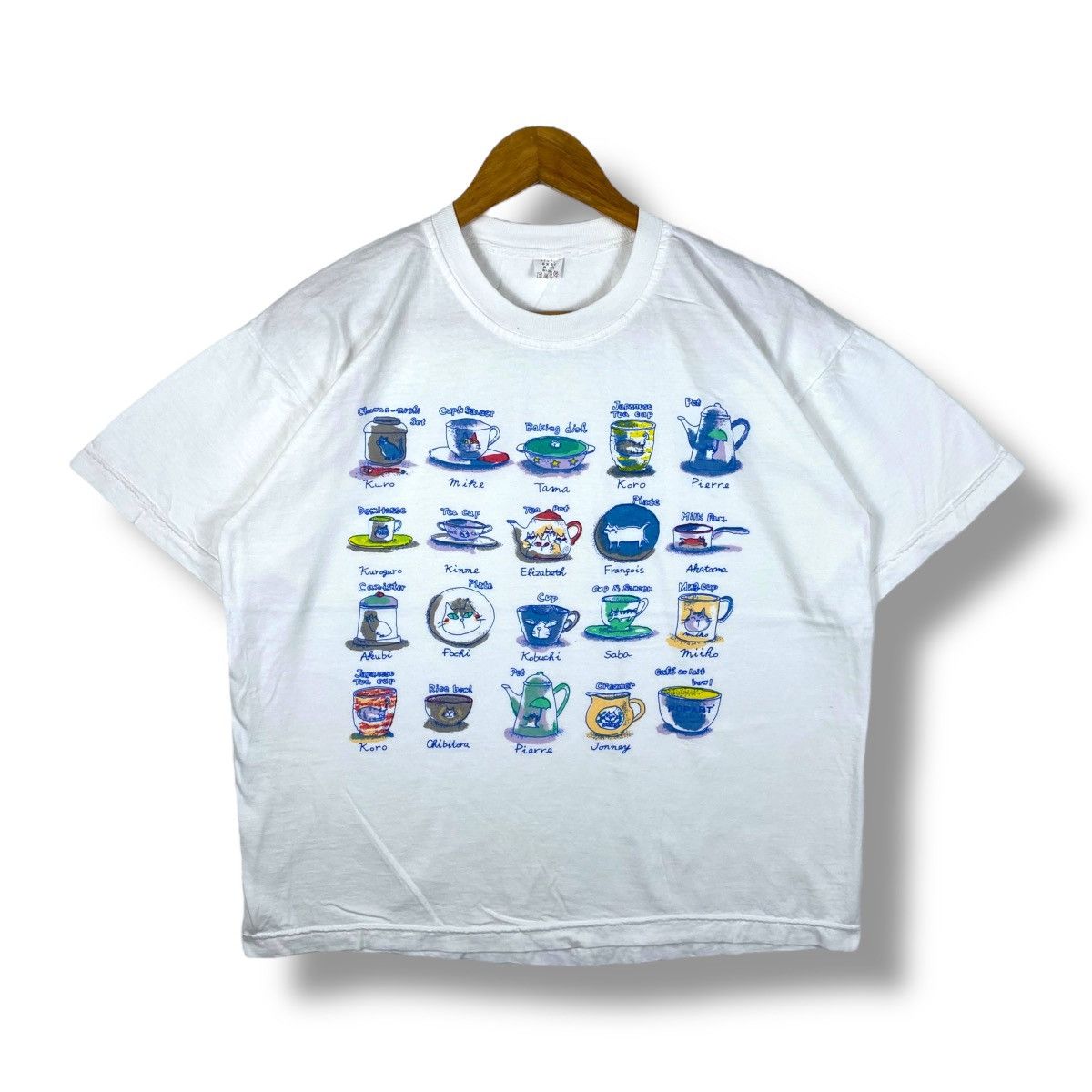 Vintage Vintage 90's LA PANANA CAT On Tableware Graphic Tee Shirt Size US M / EU 48-50 / 2 - 1 Thumbnail