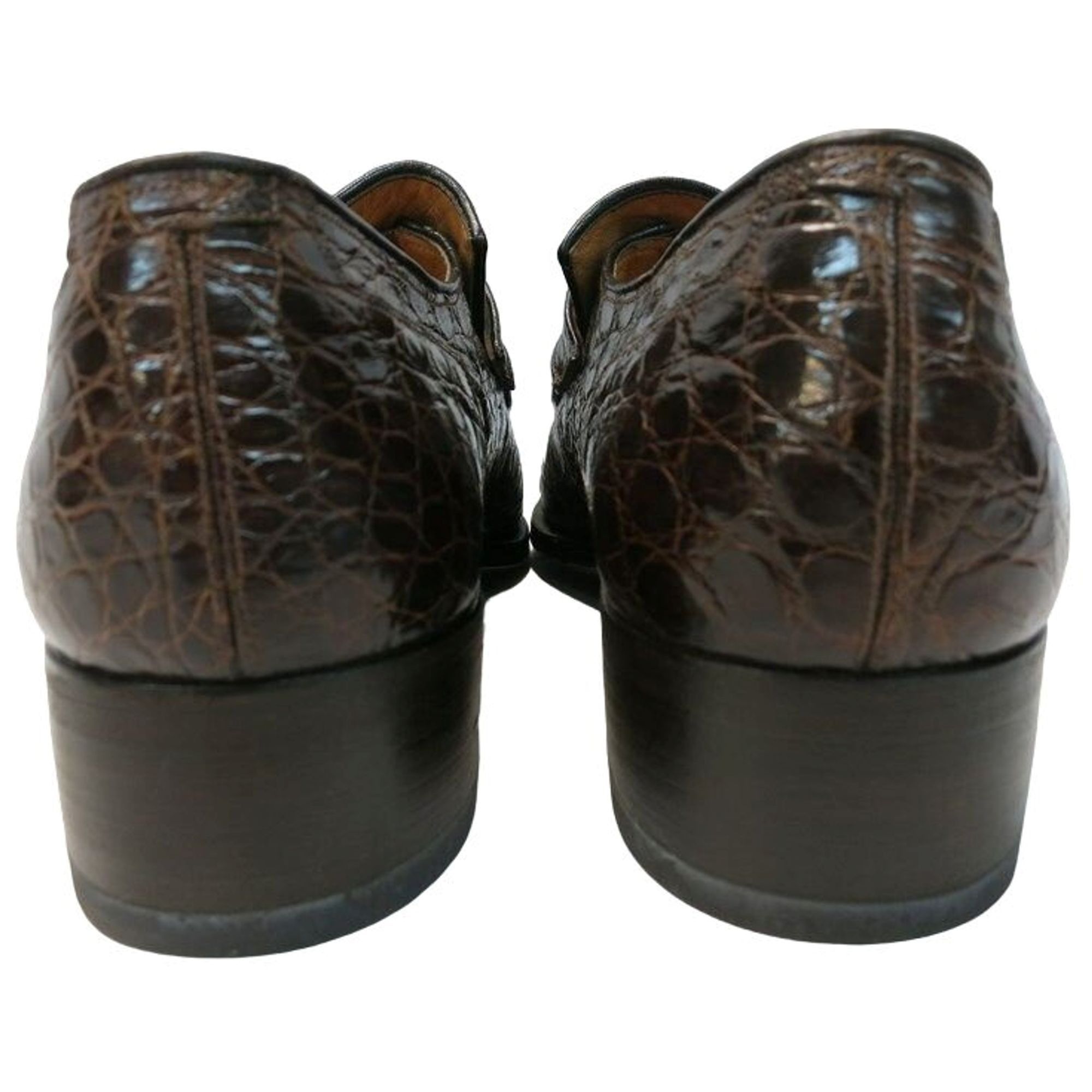 Hanover Vintage Hanover Exotic Alligator Monk Strap Loafers Brown Dr Size US 9 / EU 42 - 6 Thumbnail