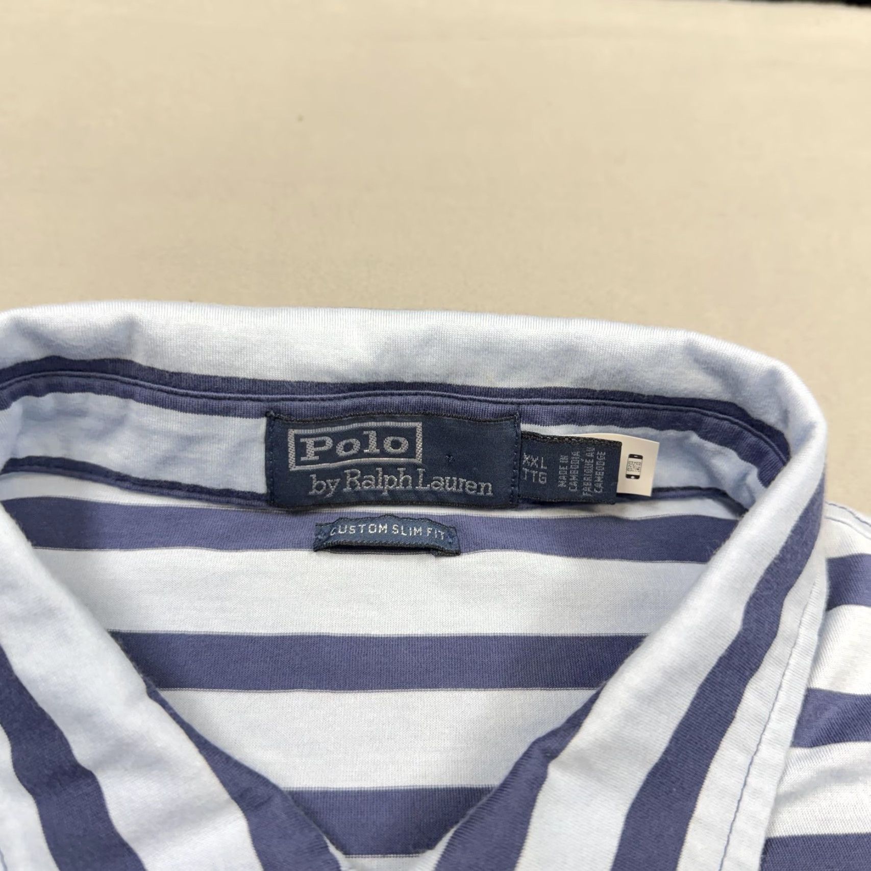 Polo Ralph Lauren Polo By Ralph Lauren Polo Shirt 2XL Blue Stripe Custom Slim Fit Pocket Mens Size US XXL / EU 58 / 5 - 5 Thumbnail