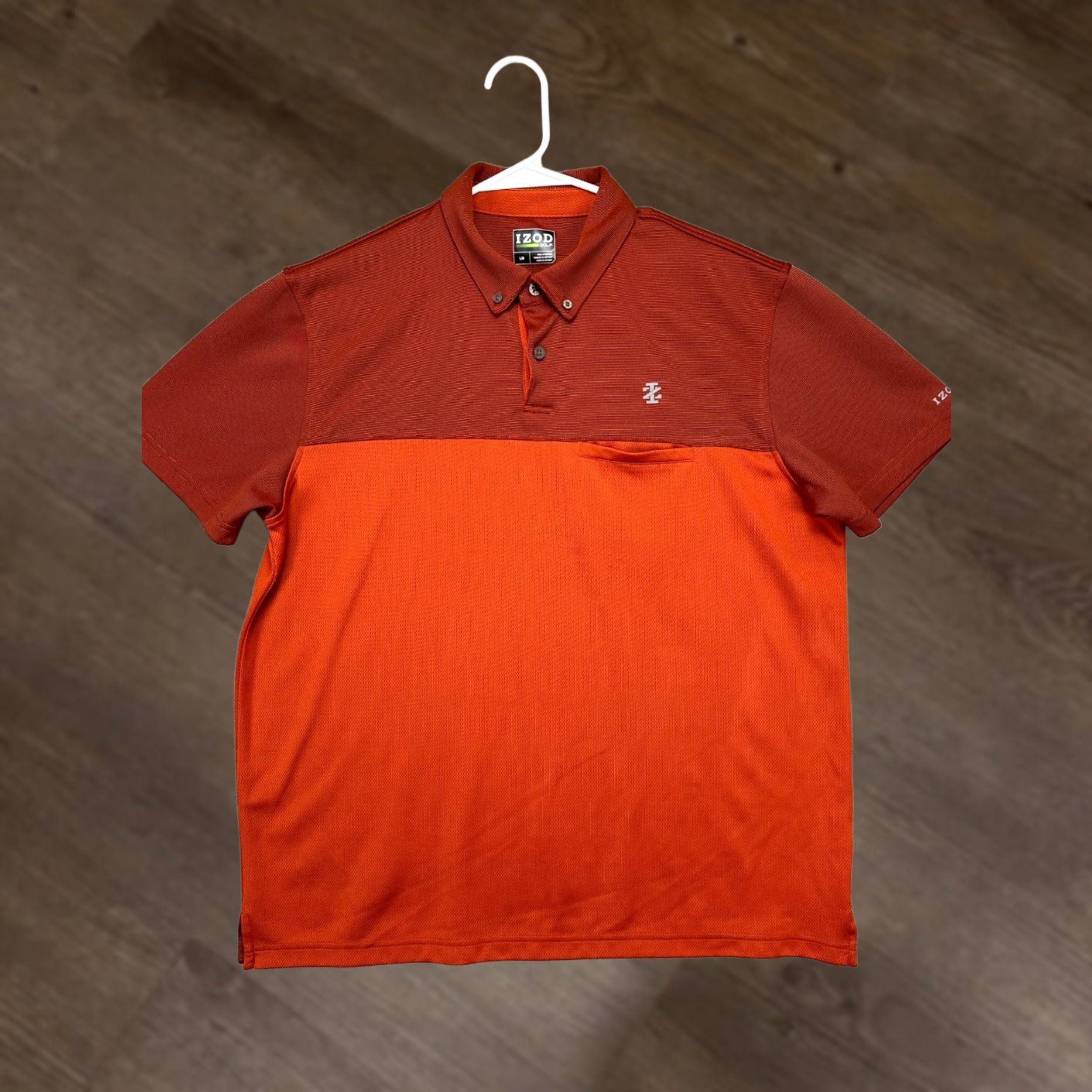 Izod IZOD Golf Polo Shirt Mens Large Colorblock Short Sleeve Orange/Red Polo Pocket Logo Rugby Facebook Size US L / EU 52-54 / 3 - 1 Thumbnail