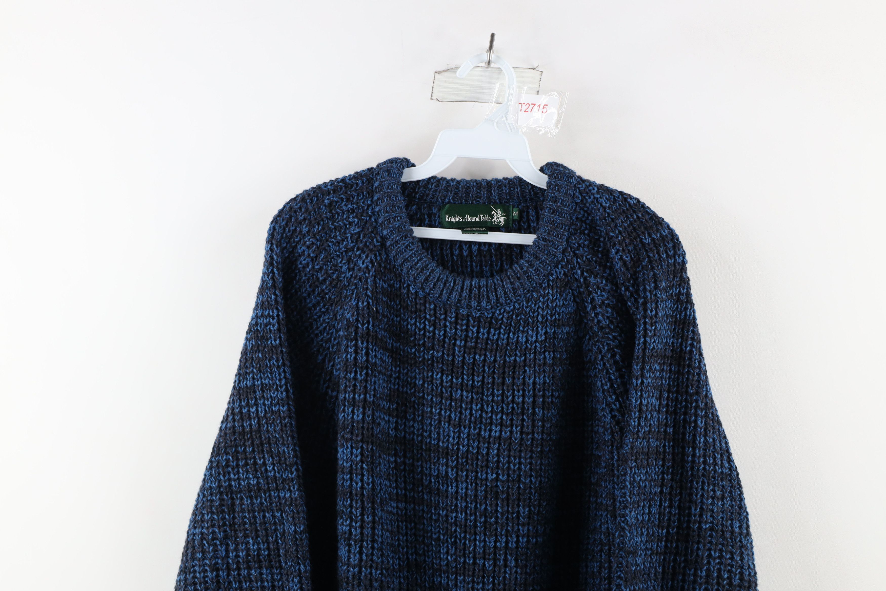 Vintage Vintage 90s Streetwear Ribbed Knit Crewneck Sweater Blue Size US M / EU 48-50 / 2 - 2 Thumbnail