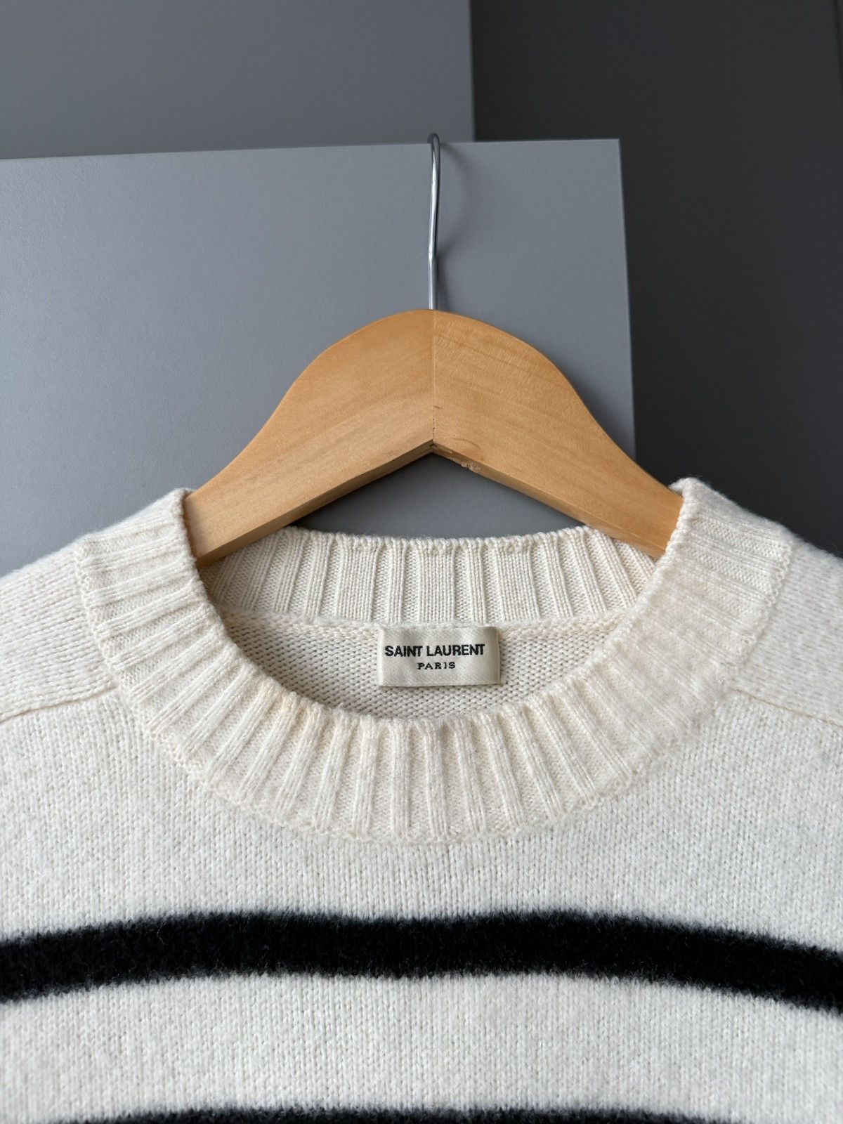 Saint Laurent Paris Saint Laurent Paris White & Black Wool Striped Sweater Size XS / US 0-2 / IT 36-38 - 3 Thumbnail