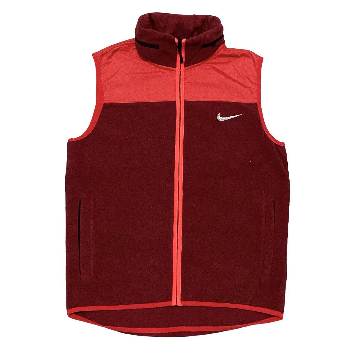Nike nylon fleece vest hidden hoodie