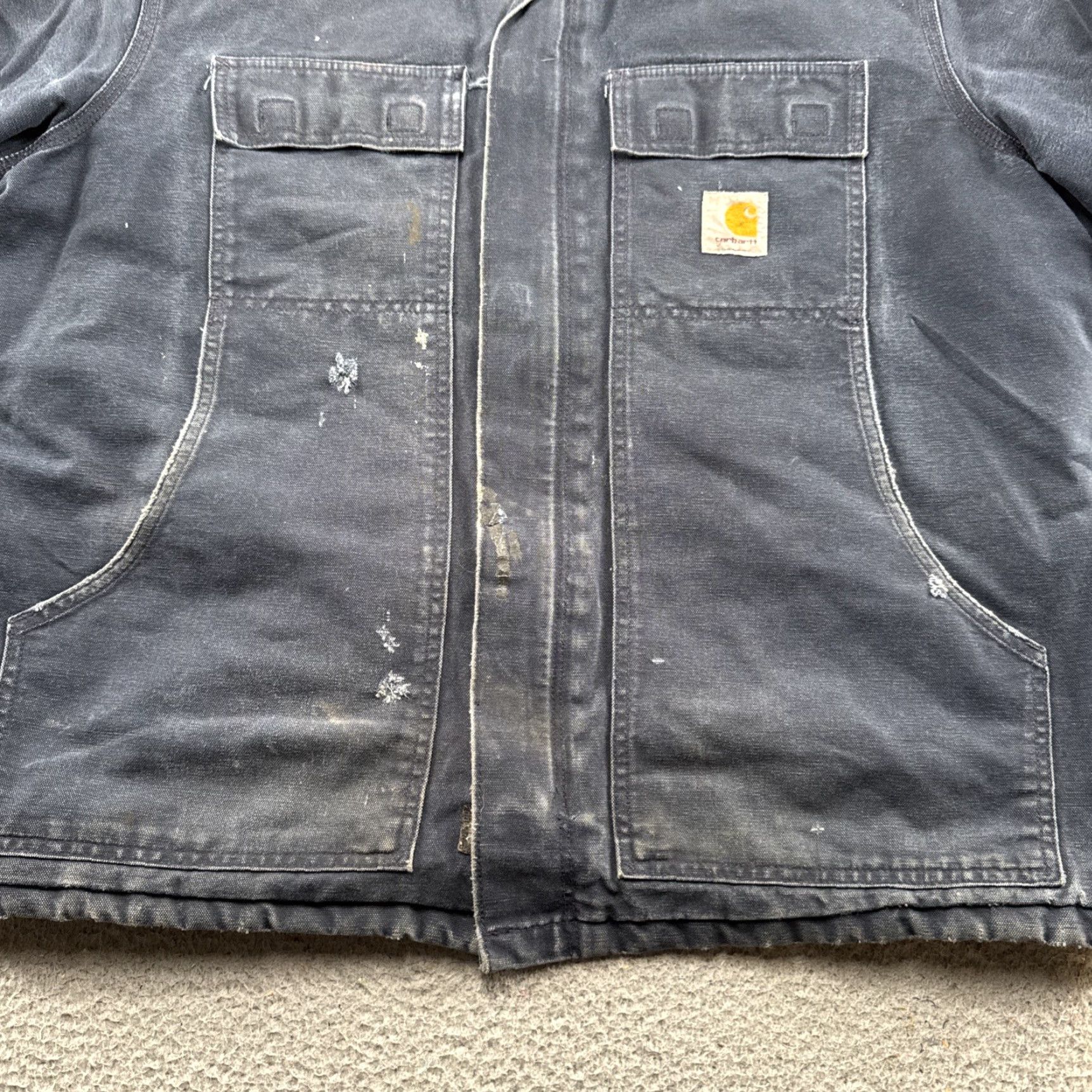 Carhartt VINTAGE Carhartt Chore Jacket Navy Blue Mens XL Distressed Grunge Canvas Logo 50s 60s Workwear Jacket Size US XL / EU 56 / 4 - 2 Thumbnail