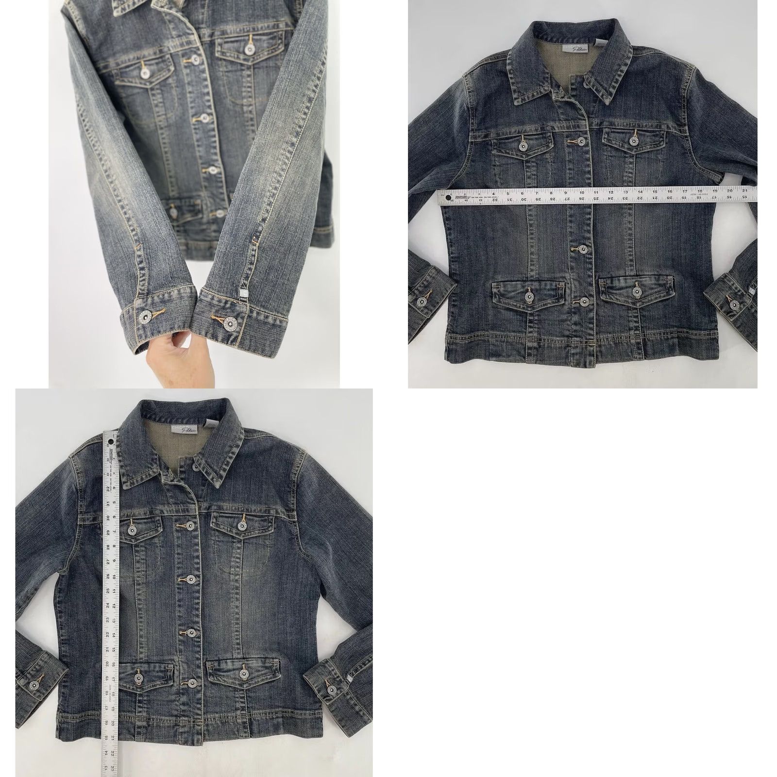 Vintage Chico's Platinum Blue Denim Jacket Size 0 Women Long Sleeve Collared Button Front Jean Size XS / US 0-2 / IT 36-38 - 8 Thumbnail