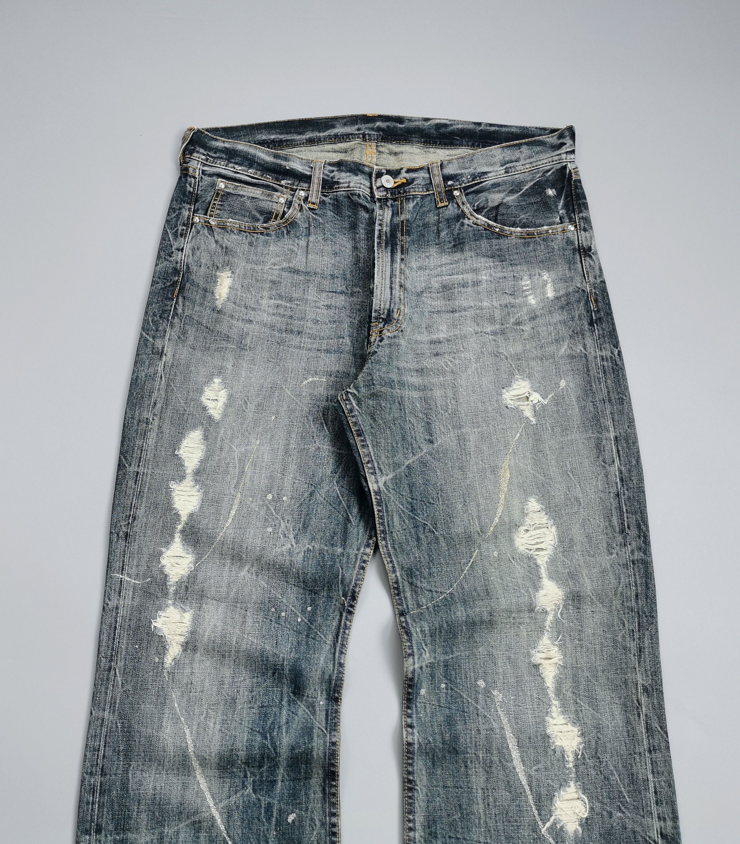 Le Grande Bleu (L.G.B.) Avant Garde Flared Thrashed Ripped Paint Splatter Denim Size US 36 / EU 52 - 4 Thumbnail