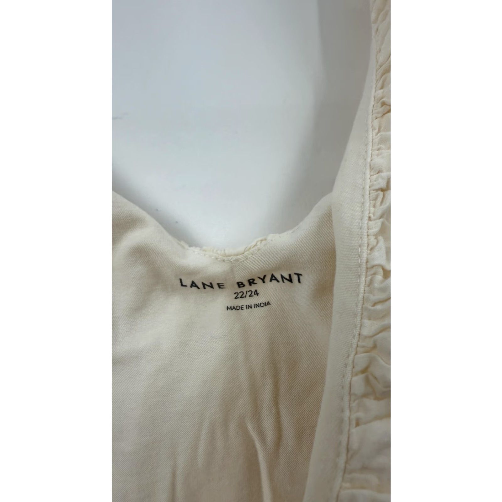 Vintage Lane Bryant Shirt Womens 22/24 Blouse Sleeveless Cream Eyelet Ruffle Cotton Size 3XL / US 20-22 - 2 Thumbnail